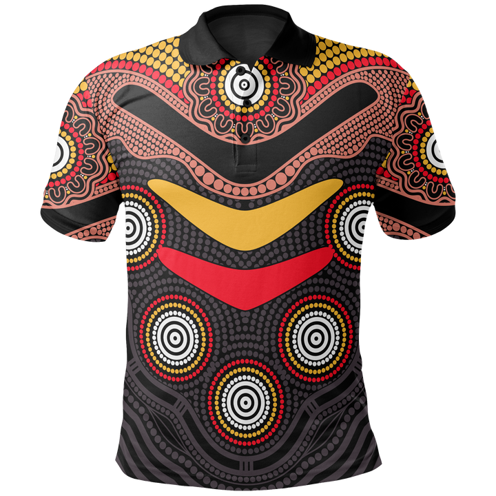 Aboriginal Polo - Aboriginal Patterns Shirt Boomerang Style Polo Shirt