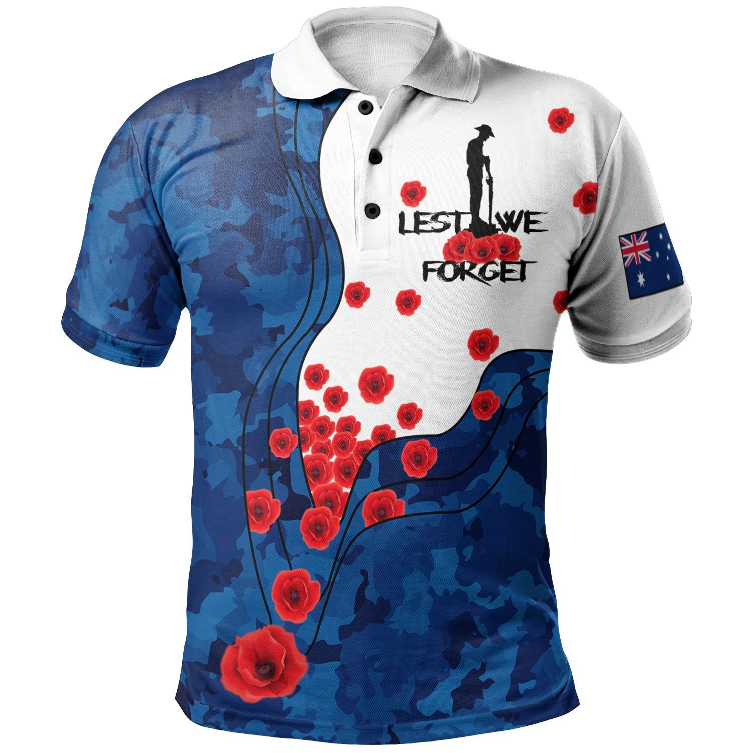 Anzac Polo - Anzac Lest We Forget Australian Flag Color Polo Shirt