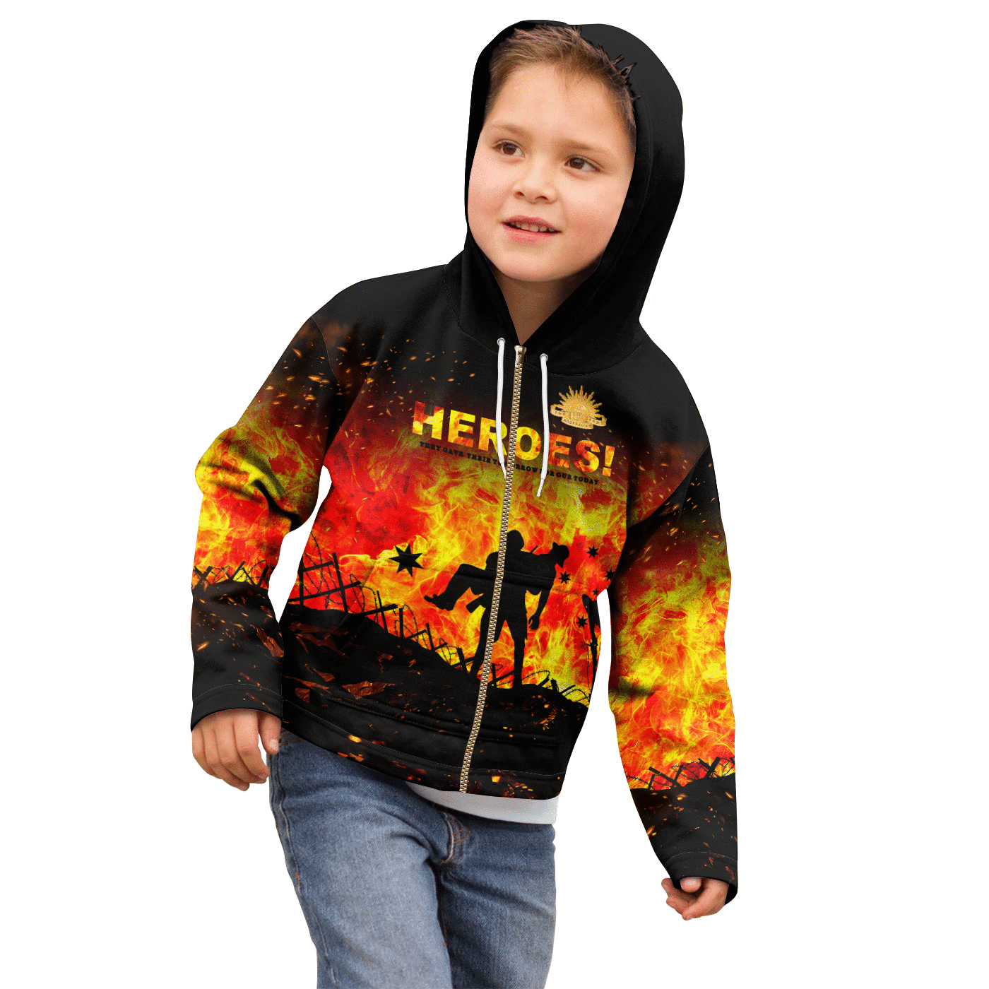 Anzac Day Zip Hoodie Kid - Anzac Heroes