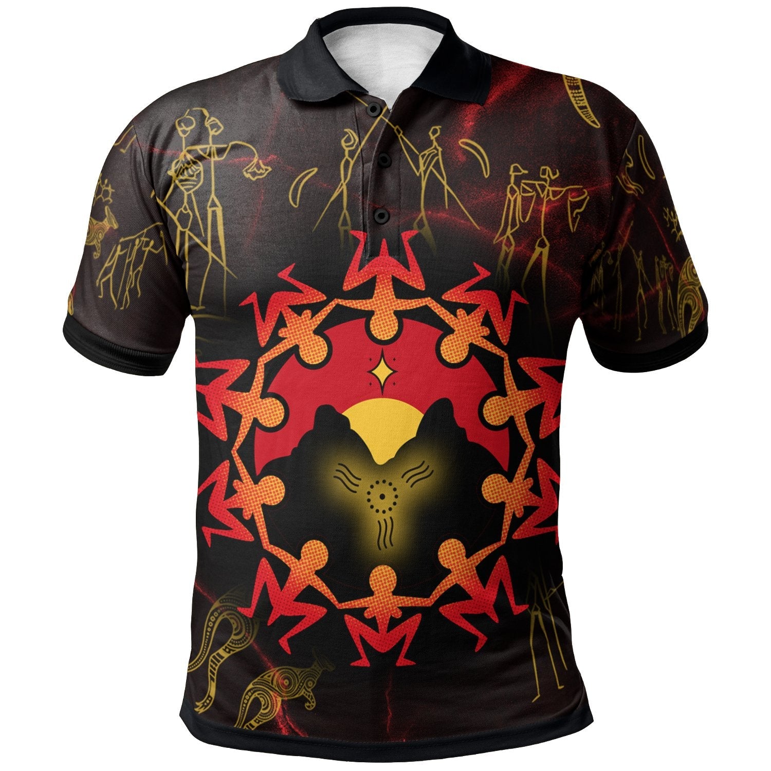 Aboriginal Polo - Australia Map and Indigenous Flag Polo Shirt