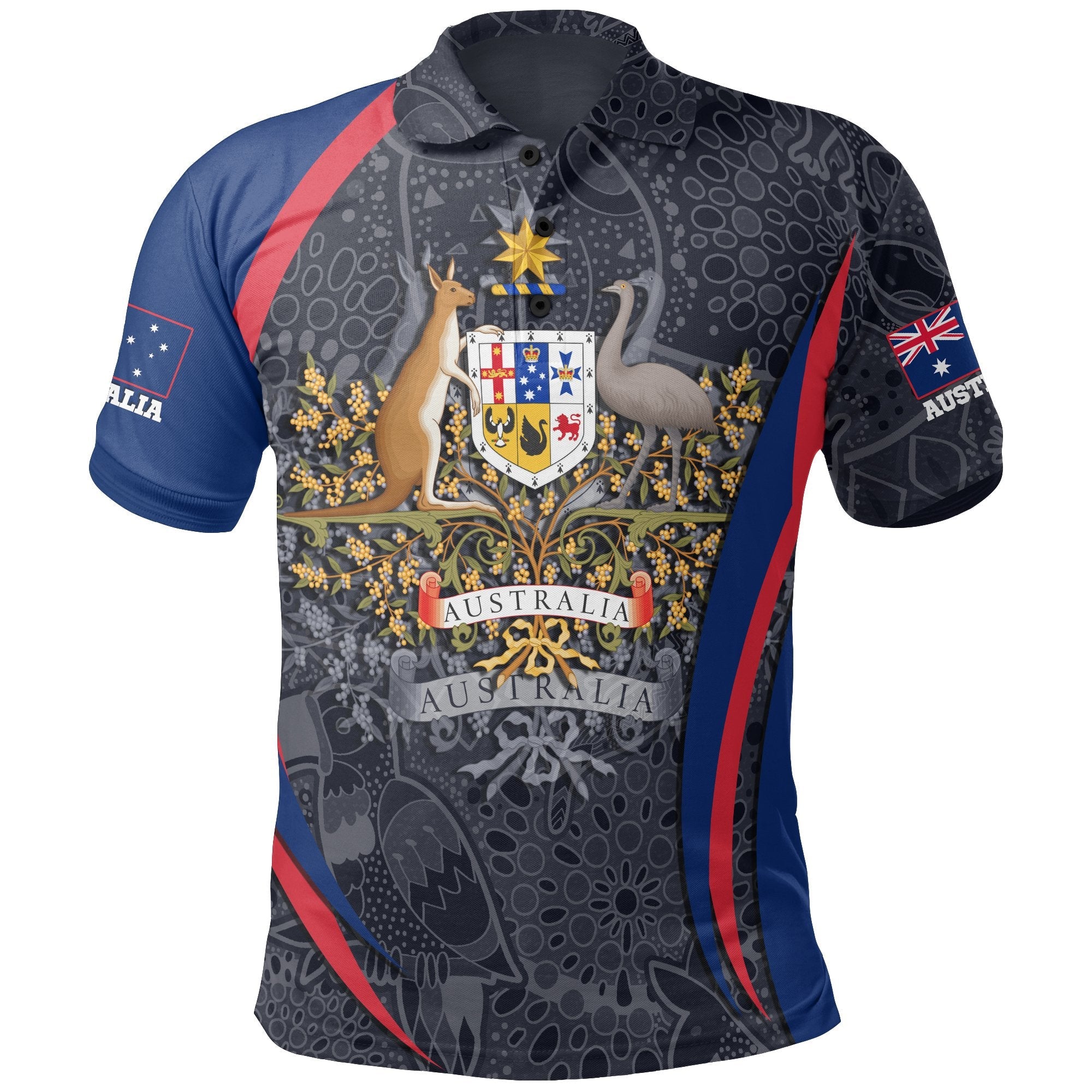 Aboriginal Polo - Australian Coat of Arms Aussie Spirit Polo Shirt