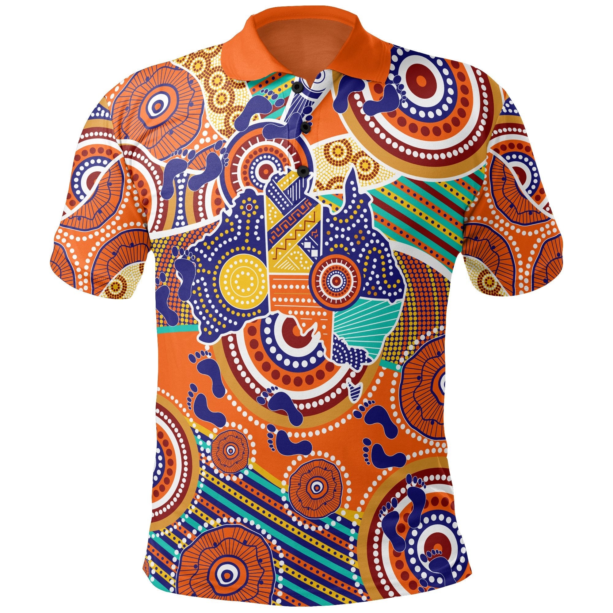 Aboriginal Polo - Australian Map Dot Painting Kid Polo Shirt