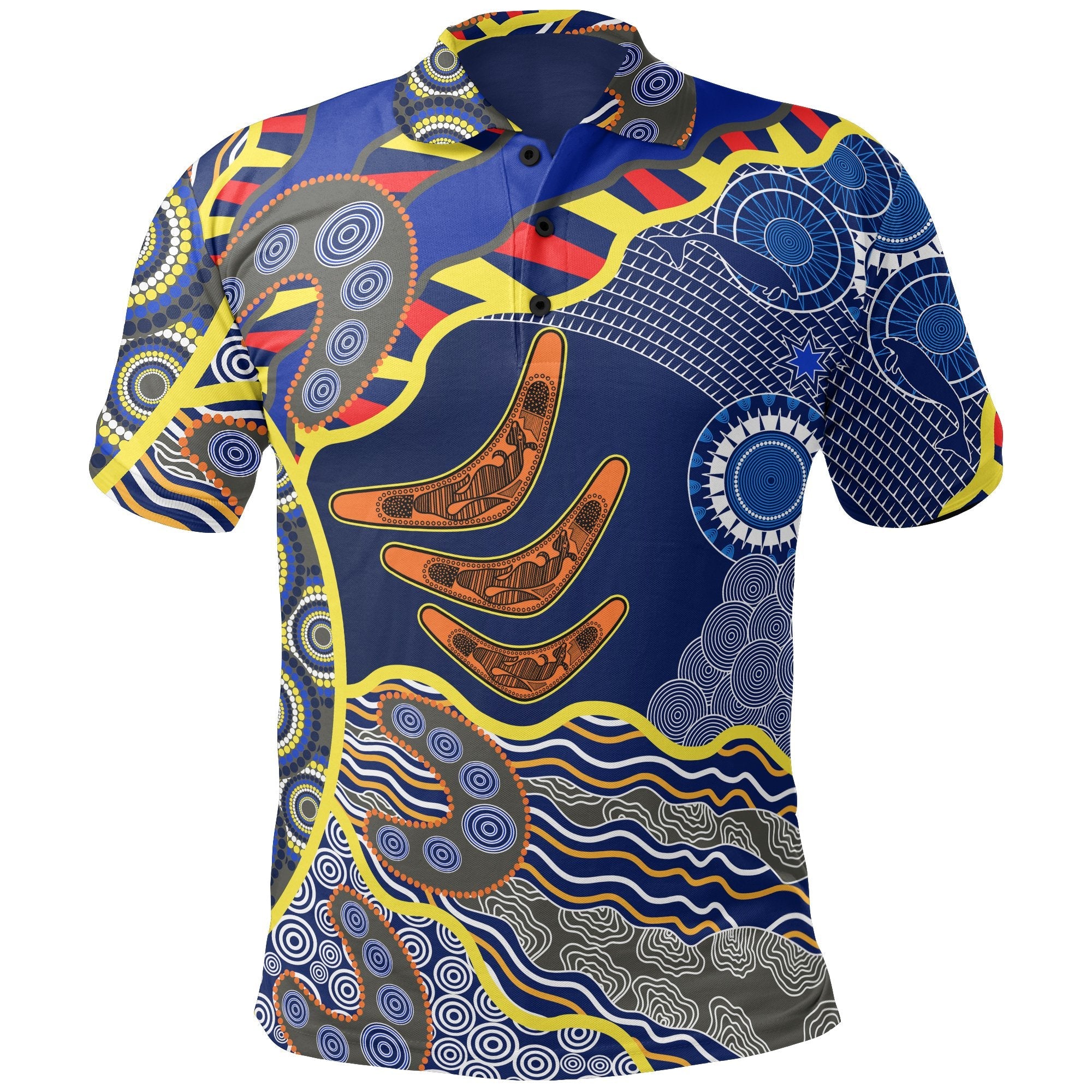 Aboriginal Polo - Australian Boomerang Dot Painting Art Polo Shirt