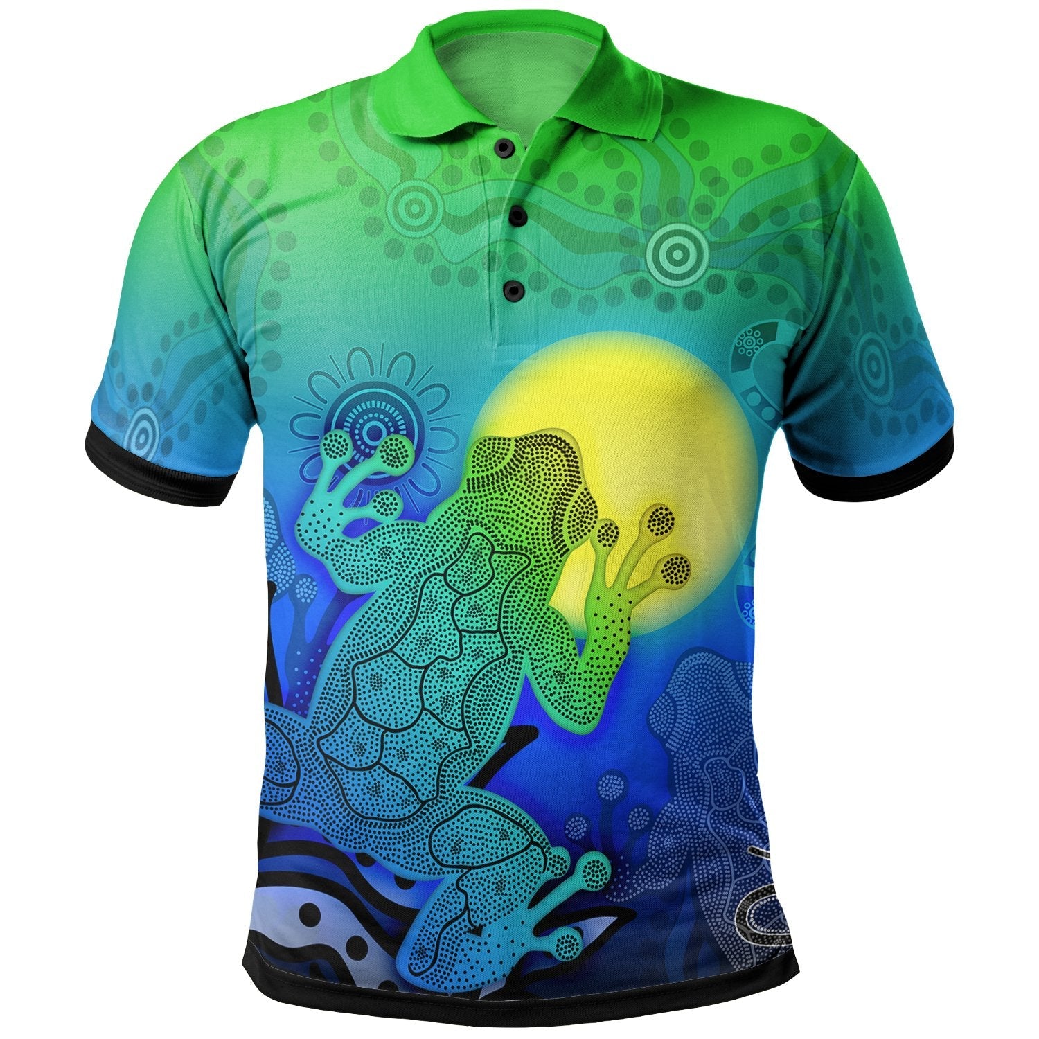 Aboriginal Polo - Indigenous Frog (Blue) Polo Shirt