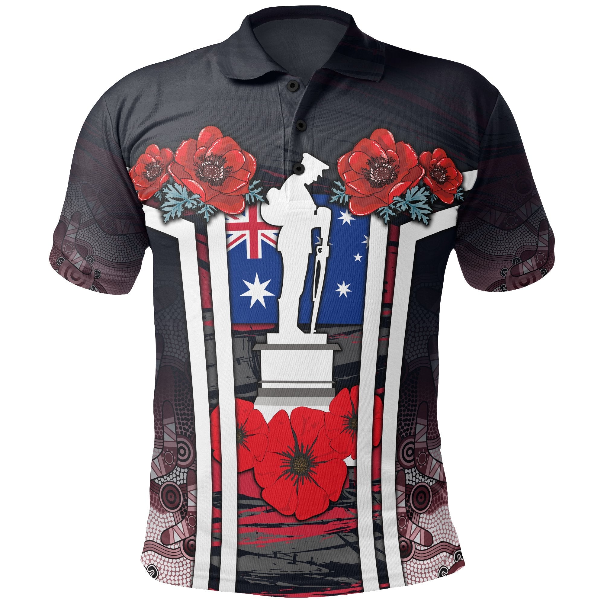 Anzac Polo - Anzac Day 2022 Poppy Flowerss Dot Painting Polo Shirt