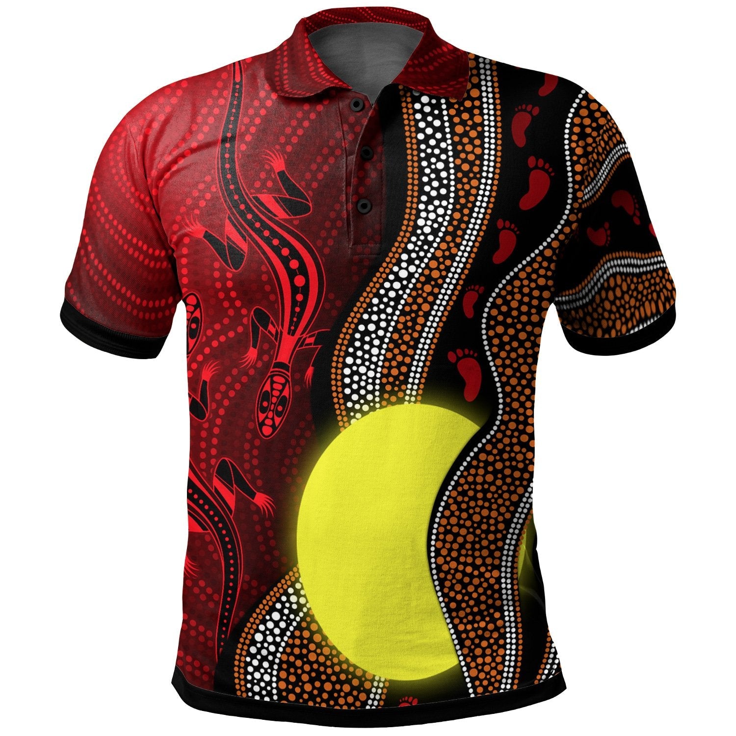 Aboriginal Polo - Aboriginal Flag Lizard Dot Painting Style Kid Polo Shirt