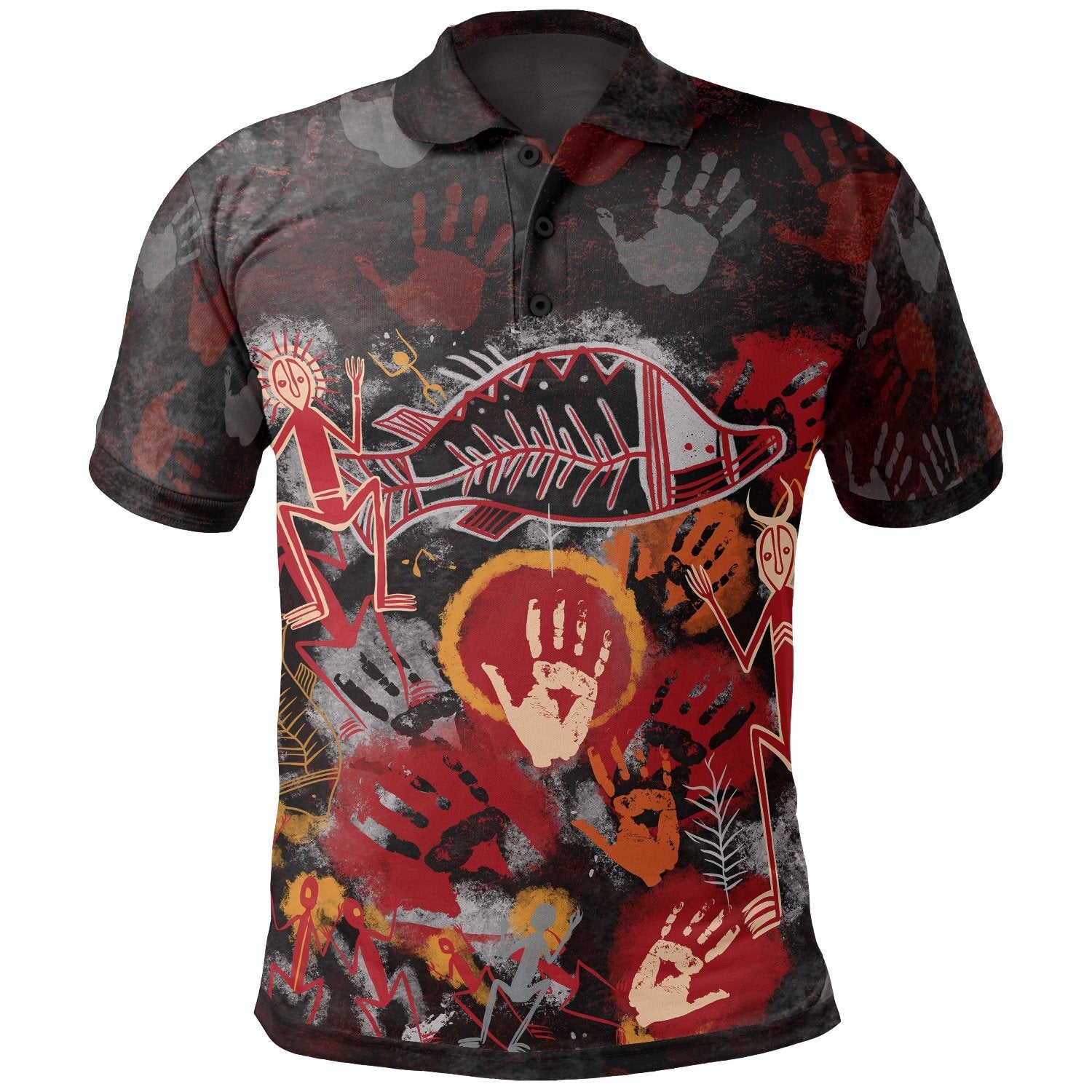 Aboriginal Polo - Indigenous Fish Hand Art Polo Shirt