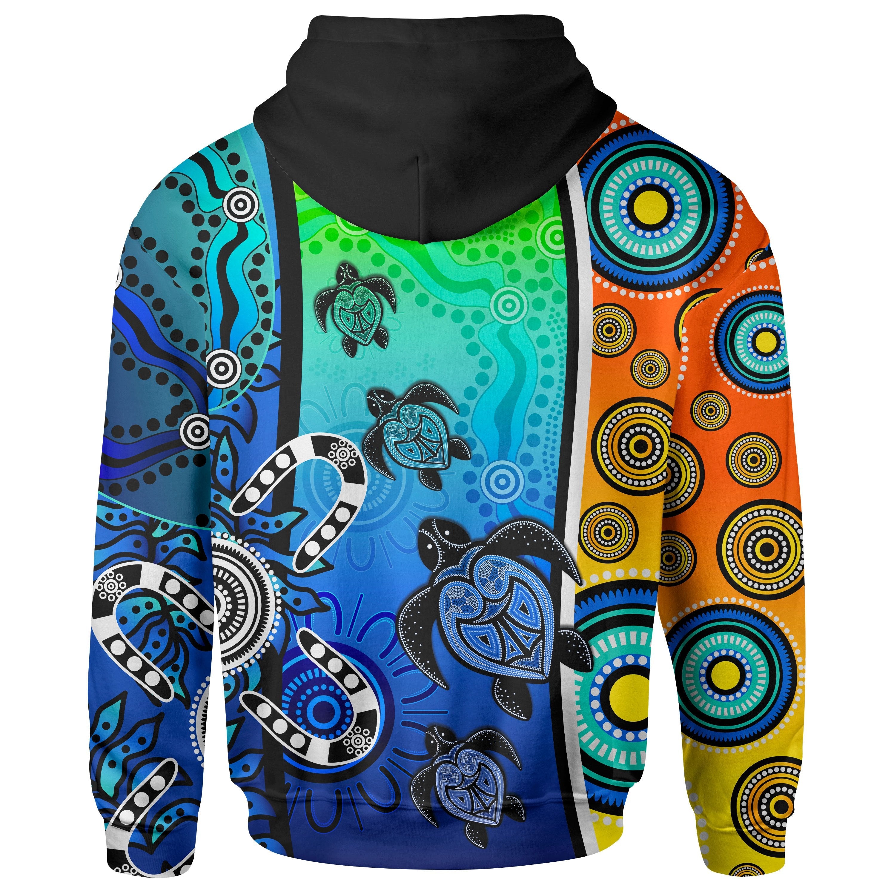 (Kid) Aboriginal Zip Hoodie - Indigenous Turtle Dot Painting Art