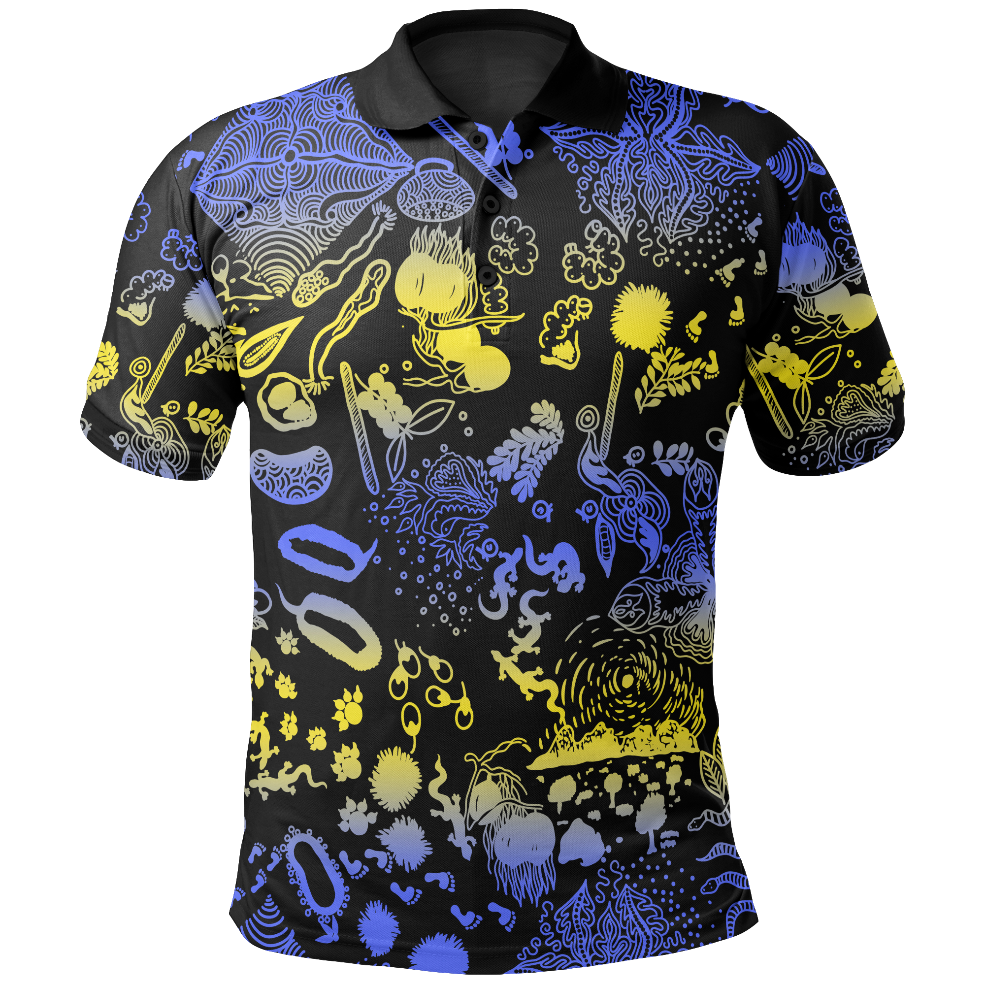 Aboriginal Polo - Australian Aboriginal Golden Wattle Polo Shirt