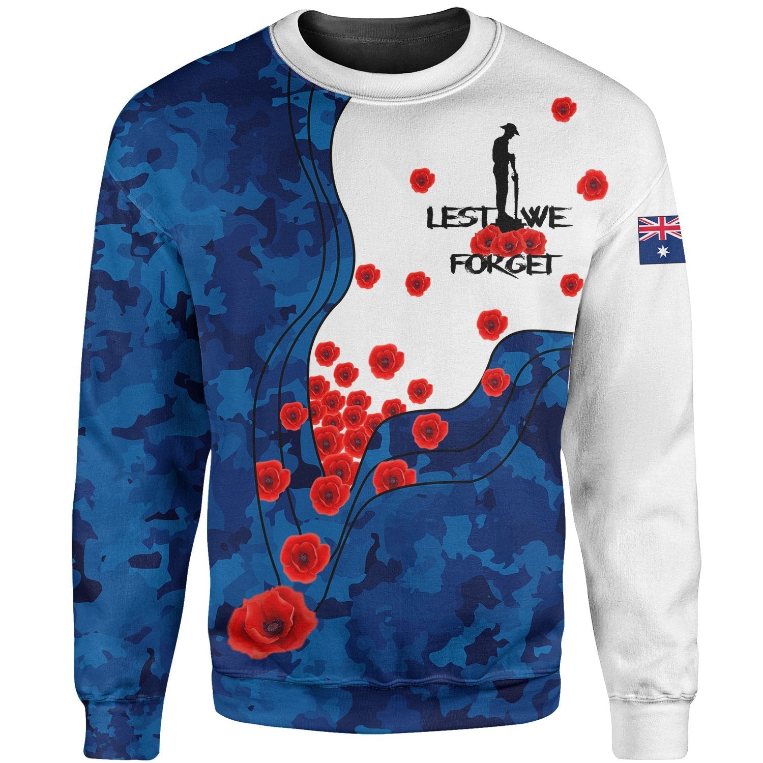 Anzac Lest We Forget Sweatshirts - Australian Flag Blue