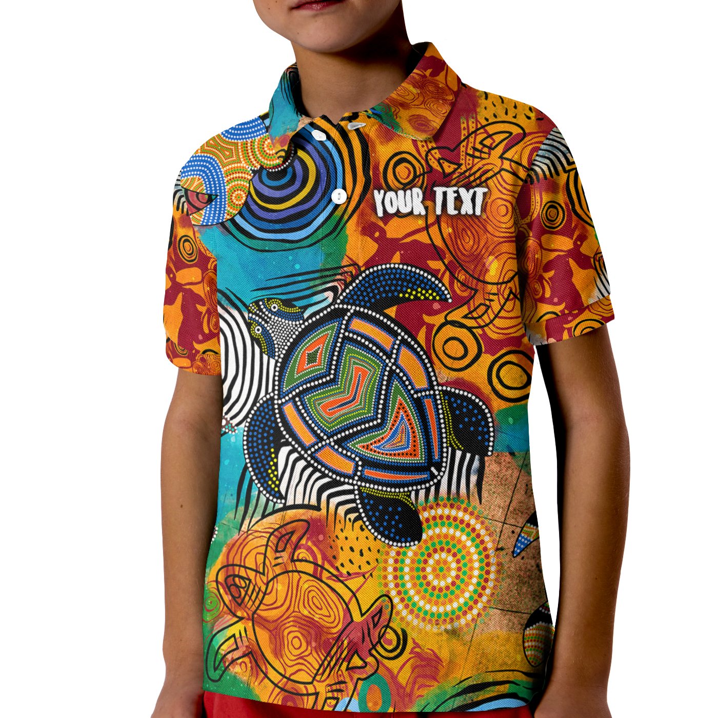 Aboriginal Polo - Personalised Polo Shirt Turtle Indigenous Art Kid Polo Shirt