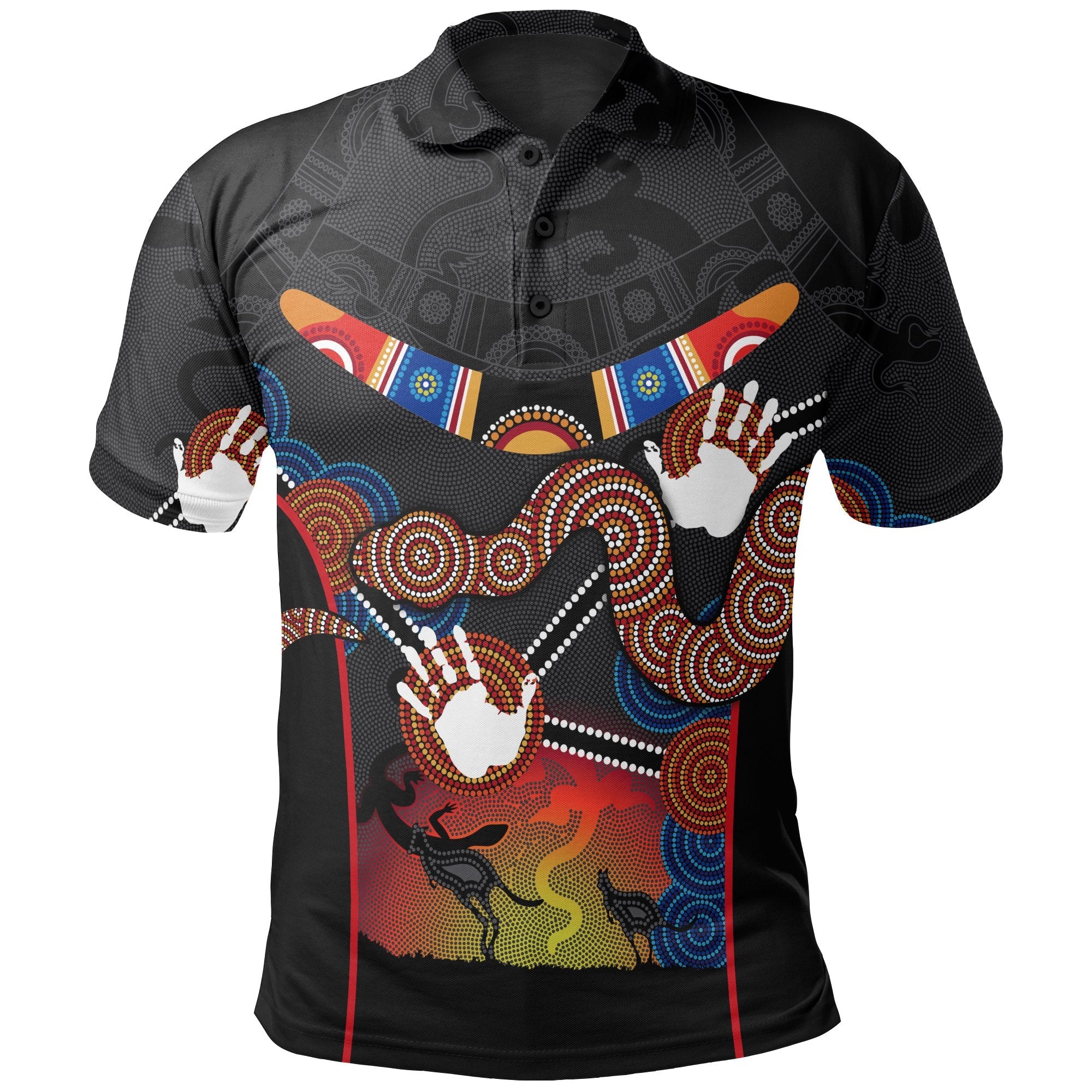 Aboriginal Polo - Australian Boomerang and Snake Indigenous Art Polo Shirt