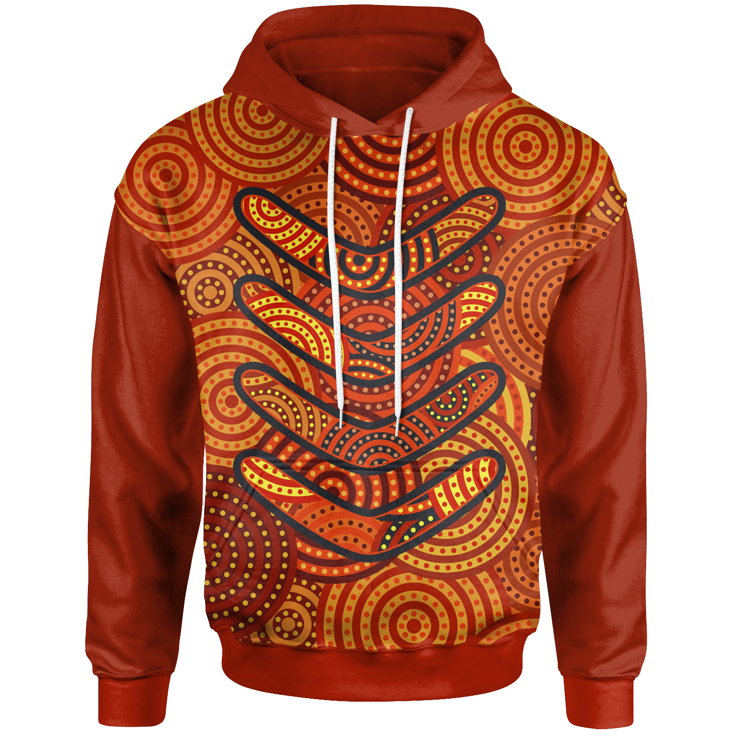 Aboriginal Hoodie - Aboriginal Boomerangs And Dot Circle