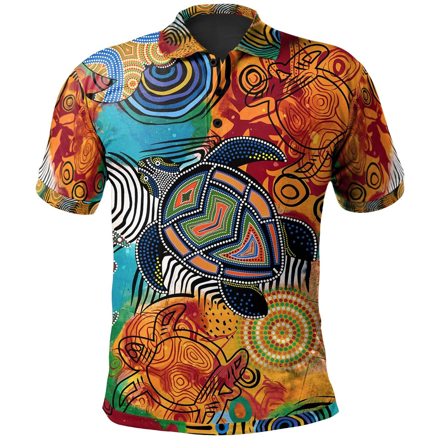 Aboriginal Polo - Turtle Indigenous Art Polo Shirt