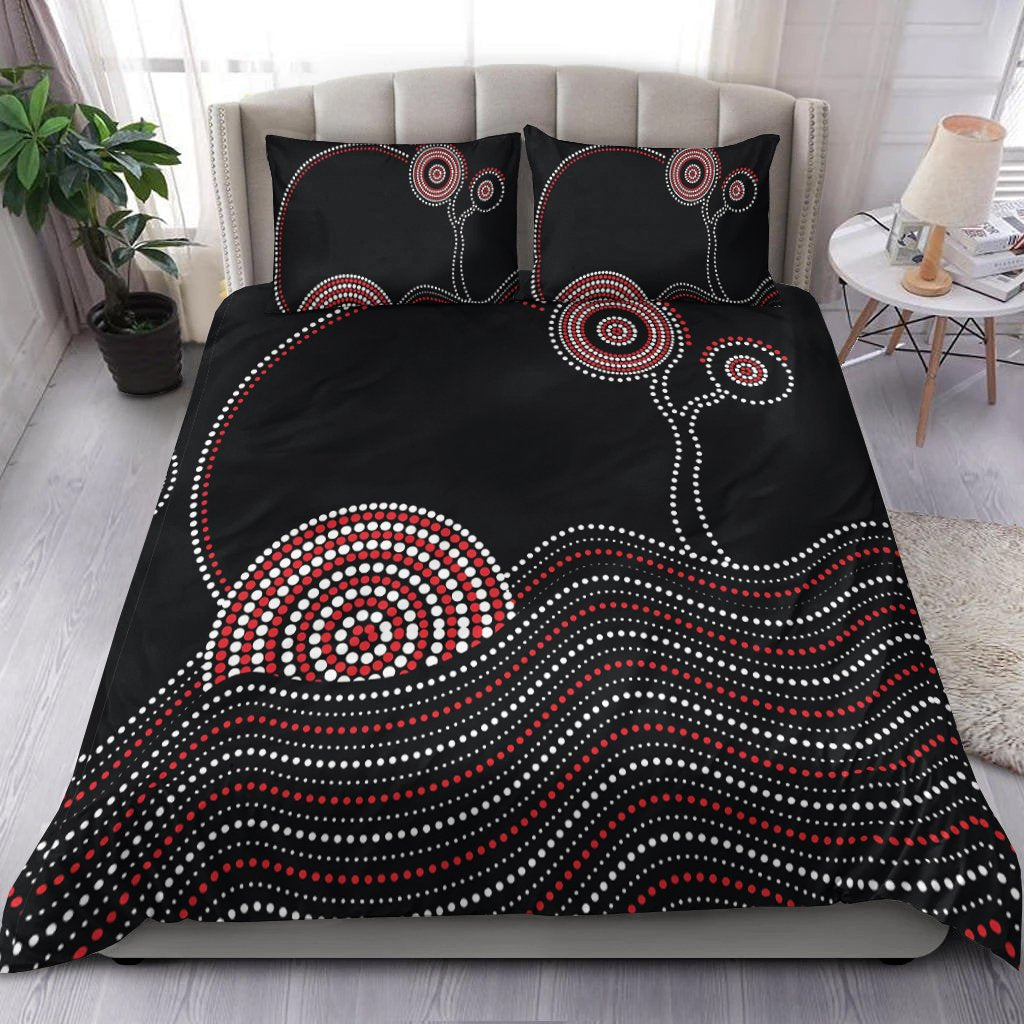 Aboriginal Bedding Set - Aboriginal Pattern Black Style