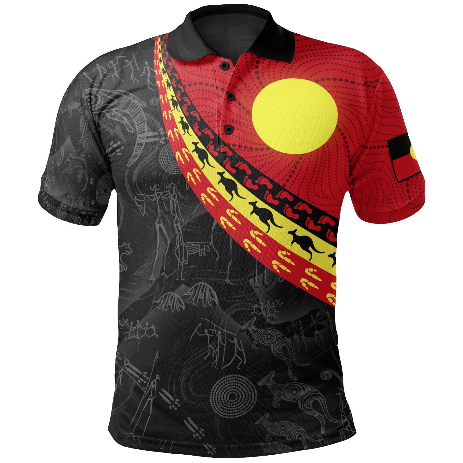 Aboriginal Polo - Indigenous Flag Circle Dot Painting Kid Polo Shirt