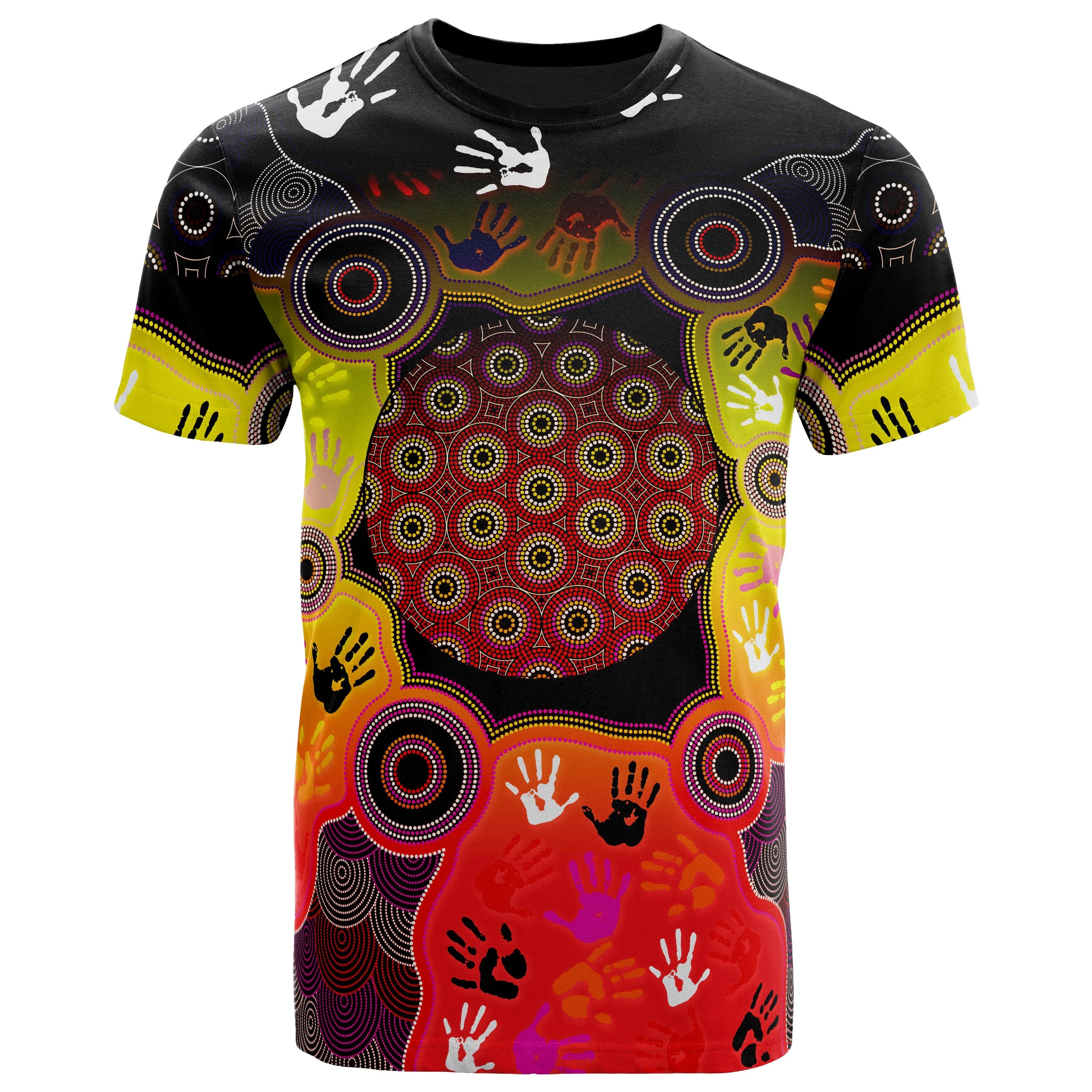 Aboriginal TShirt - Indigenous Circle Dot Painting Hand Art