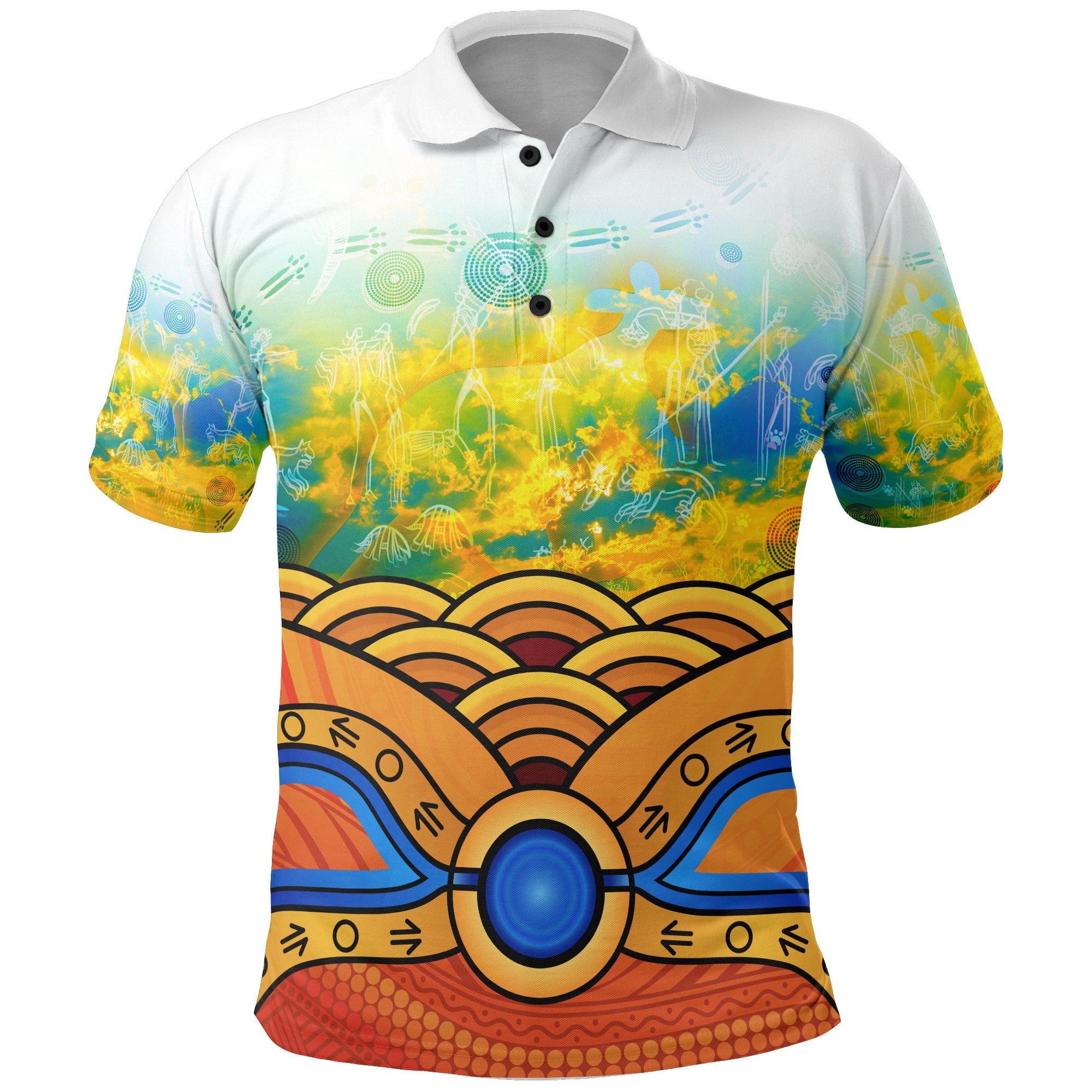 Aboriginal Polo - Australia Kangaroo Sky Polo Shirt