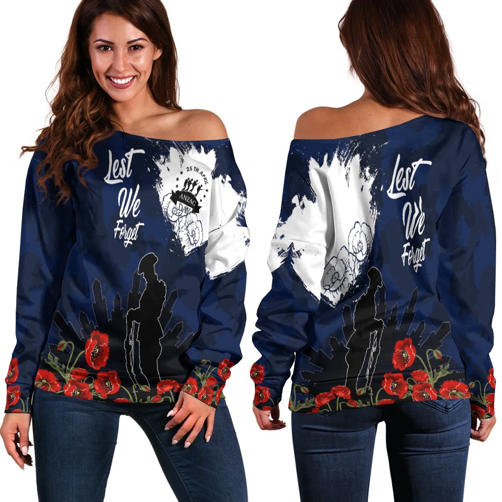 Anzac Day Women's Off Shoulder Sweater - Australia Anzac Day 2022