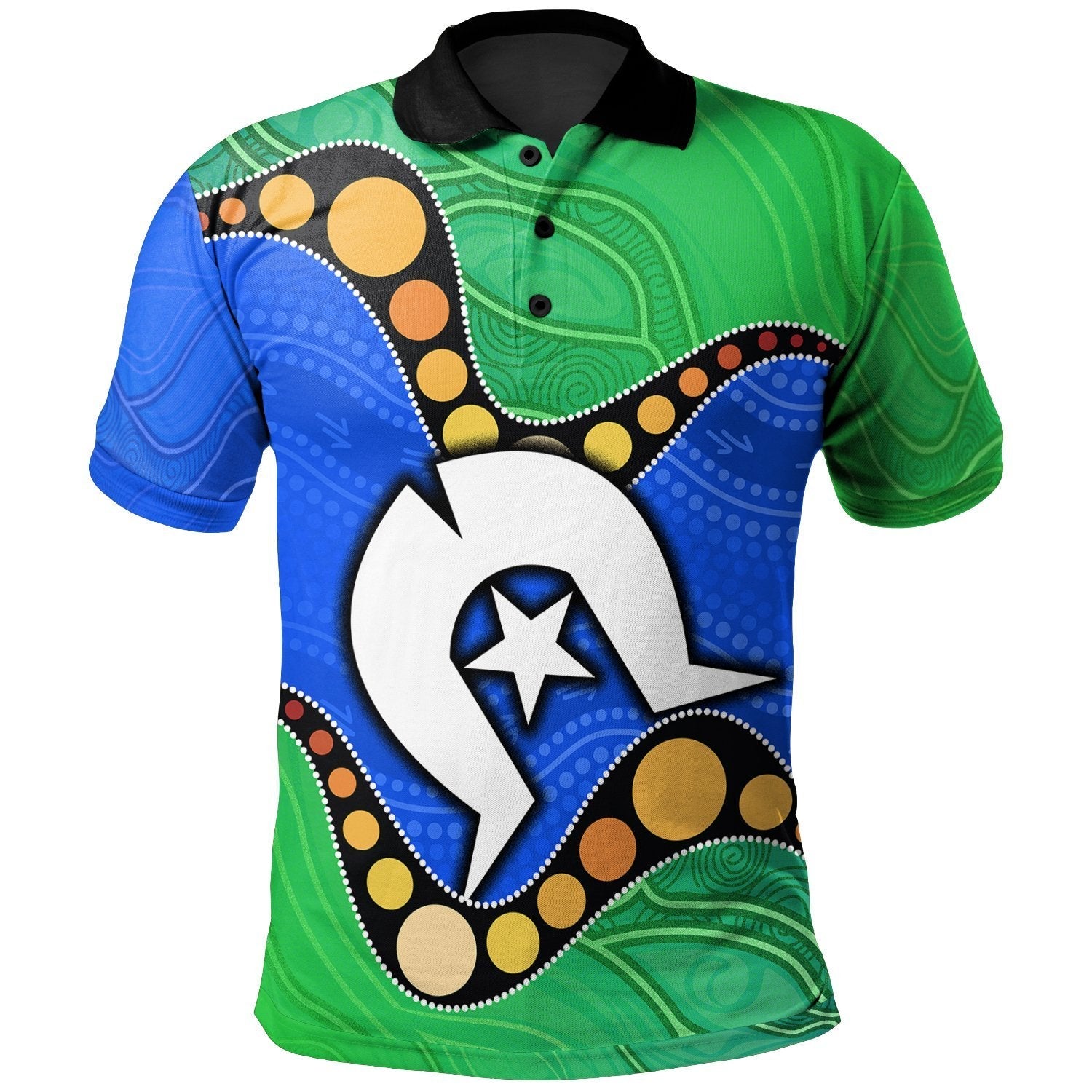 Aboriginal Polo - Torres Strait Islands Flag with Aboriginal Patterns Polo Shirt