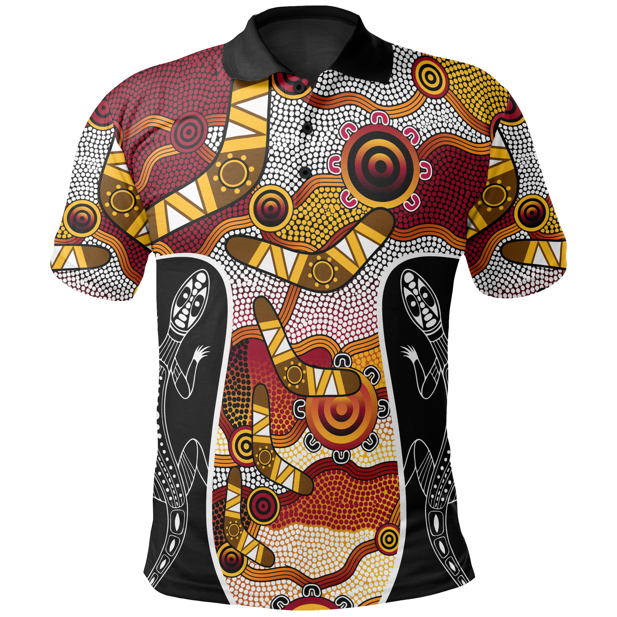 Aboriginal Polo - Aboriginal Dot Painting Lizard Shirt Polo Shirt