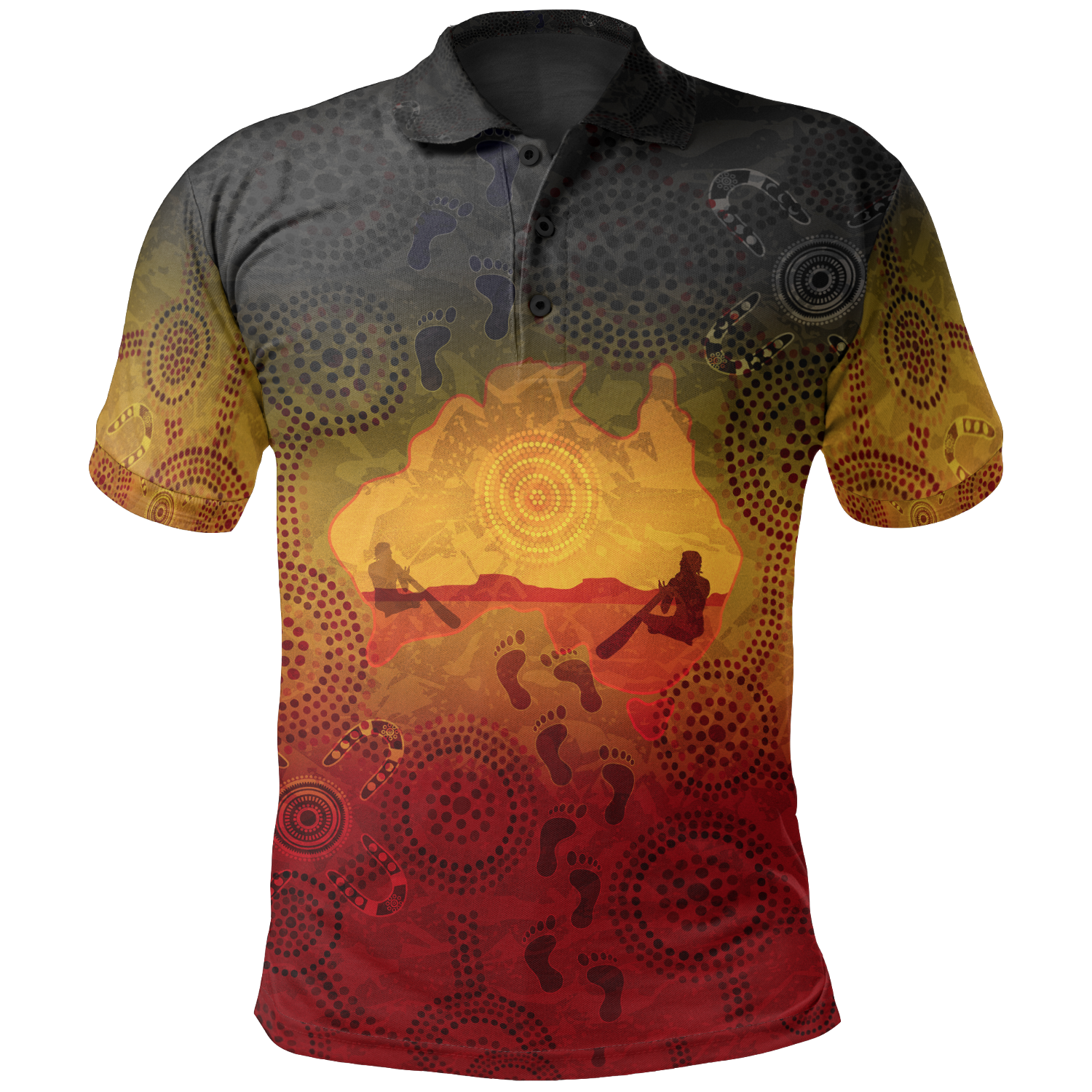 Aboriginal Polo - Australian Map with  Indigenous Color Polo Shirt