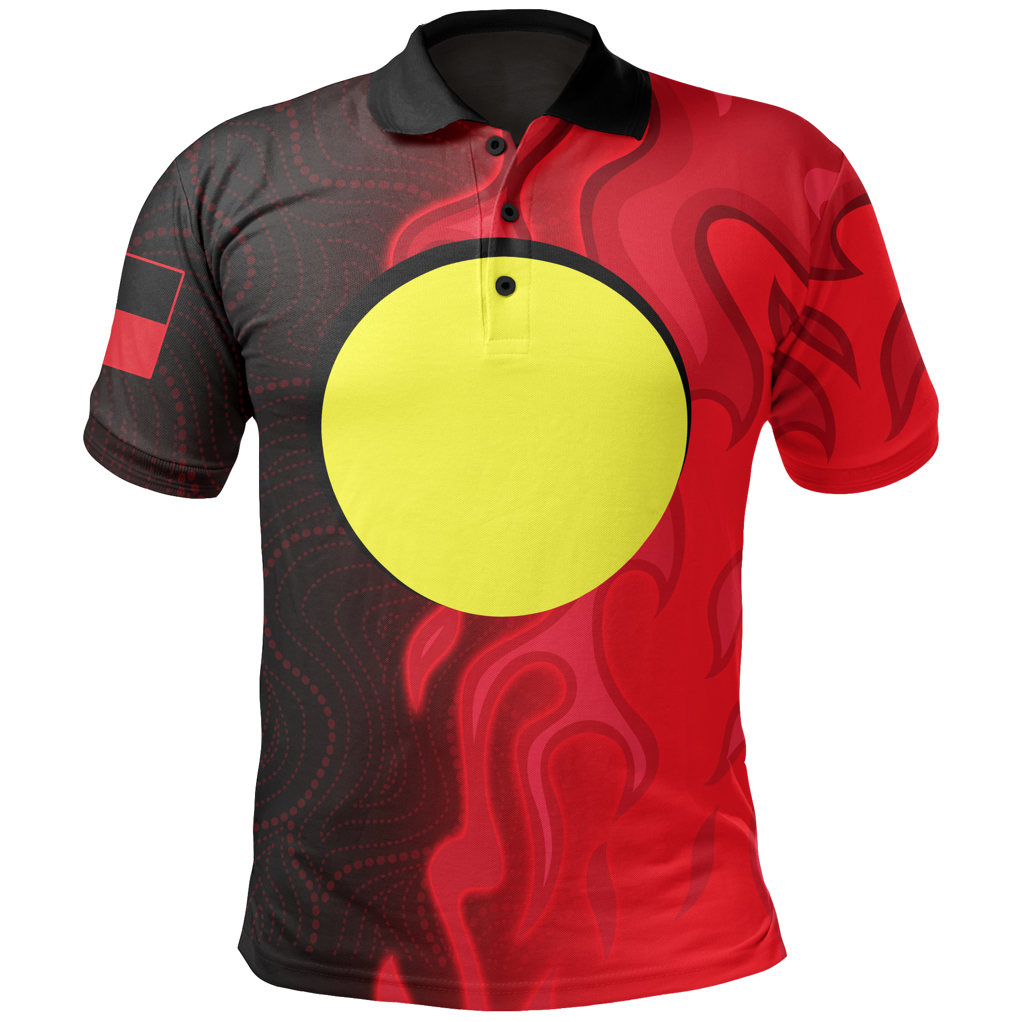 Aboriginal Polo - Aboriginal Patterns Shirt Sun Australia Flame Polo Shirt
