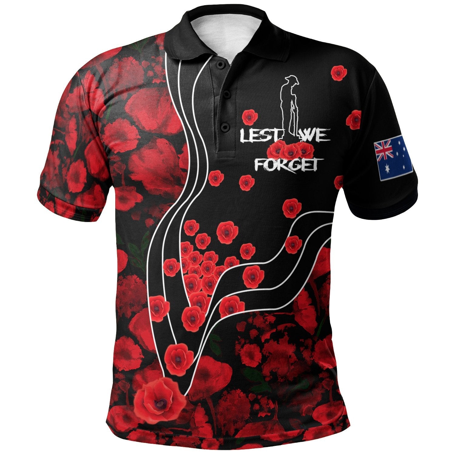 Anzac Polo - Lest We Forget Polo Shirt  Poppy Flowers Polo Shirt