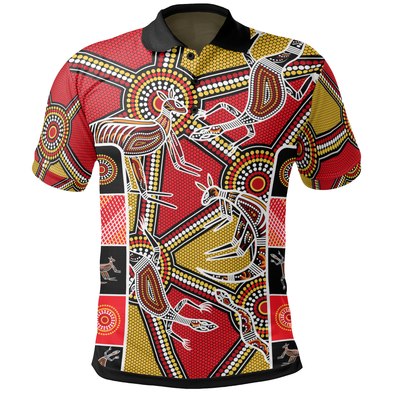 Aboriginal Polo - Kangaroo Dot Painting Patterns Kid Polo Shirt
