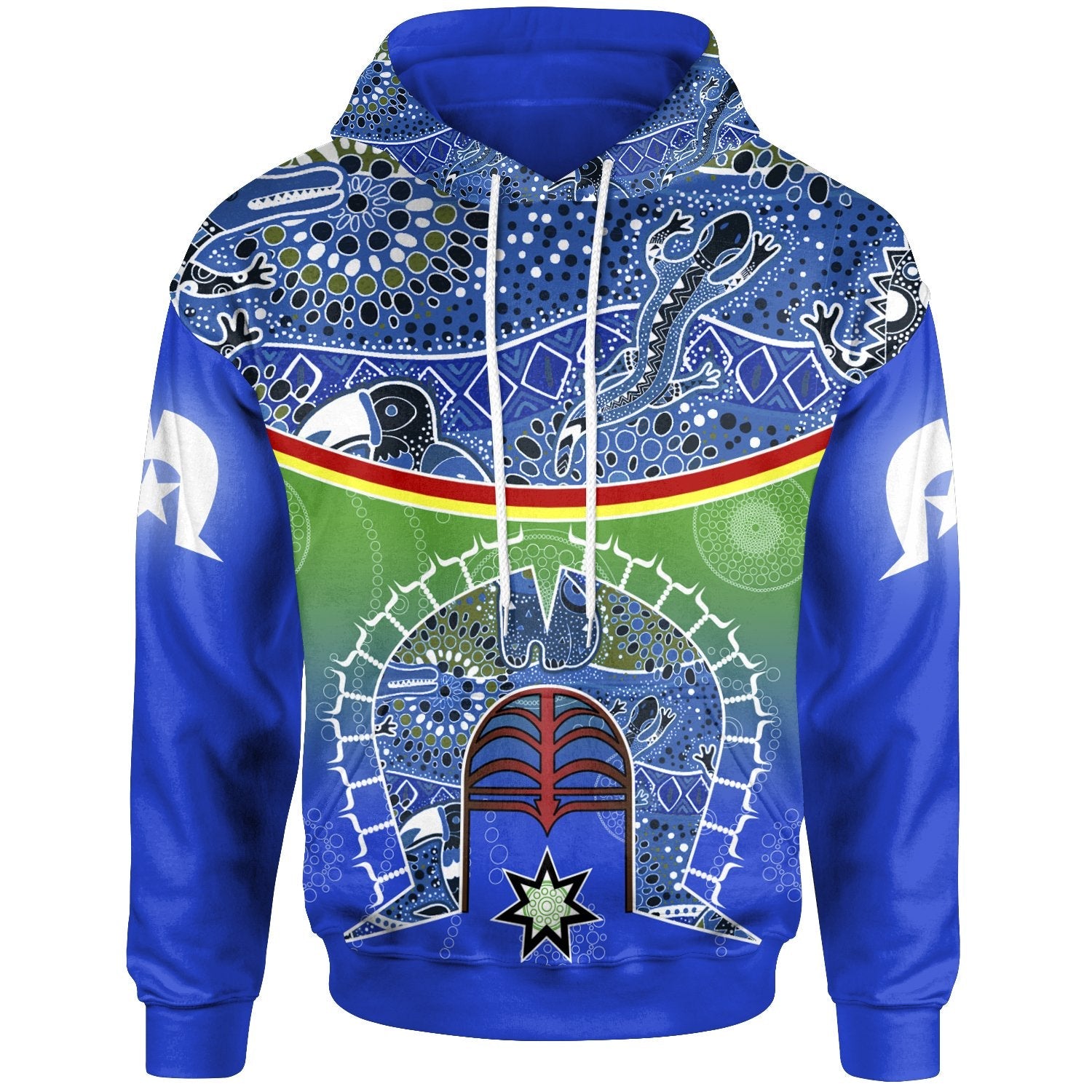 Hoodie - Torres Strait Symbol With Aboriginal Patterns