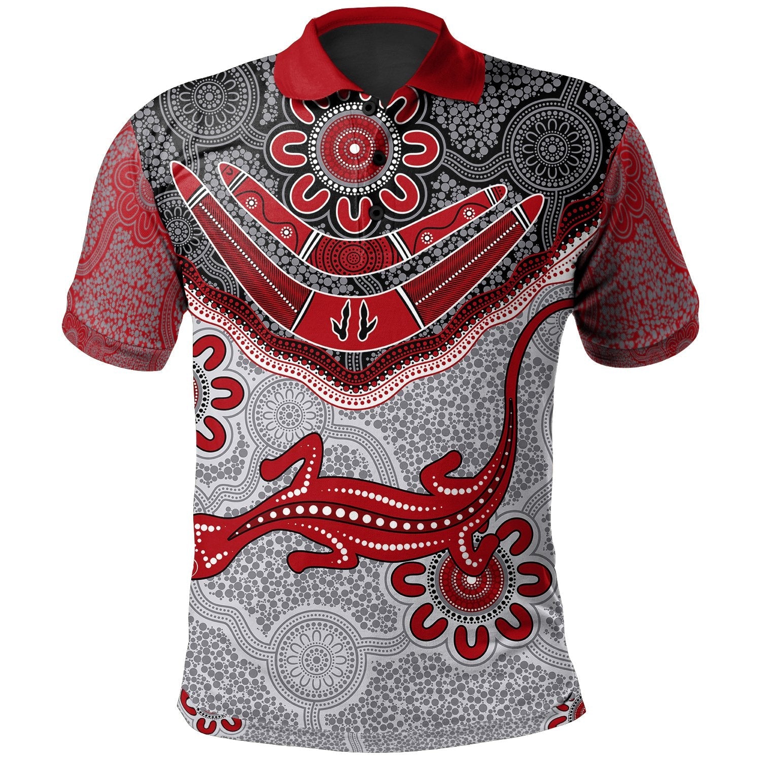 Aboriginal Polo - Indigenous Boomerang and Lizard Art Polo Shirt