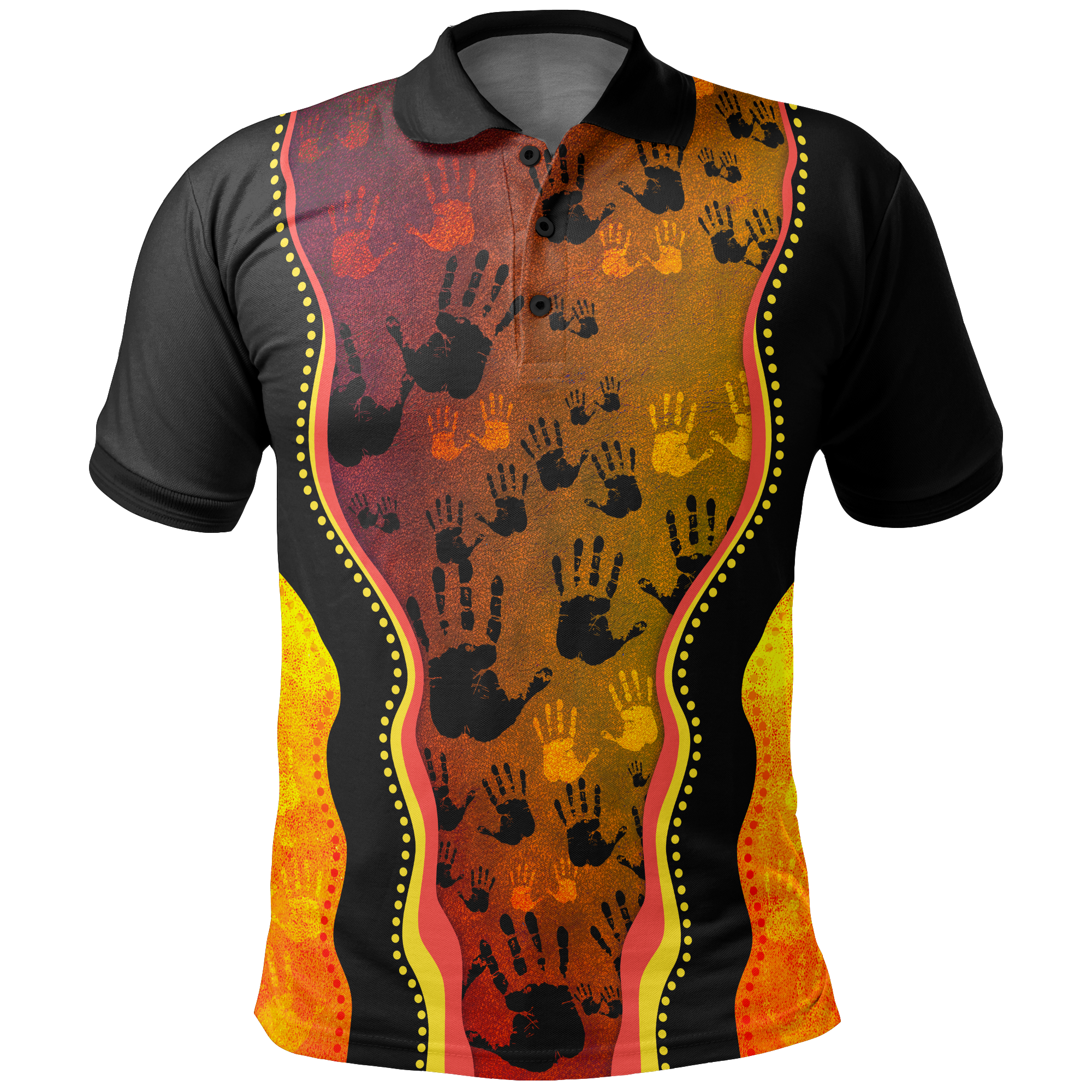Aboriginal Polo - Aboriginal Patterns Shirt Golden Style Polo Shirt
