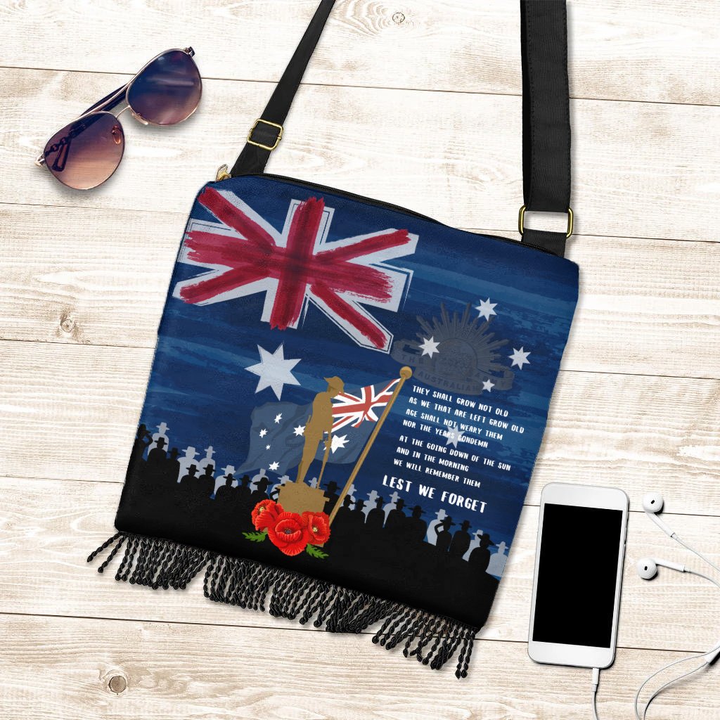 Anzac Boho Handbag - Always Remember Australian Anzac Day