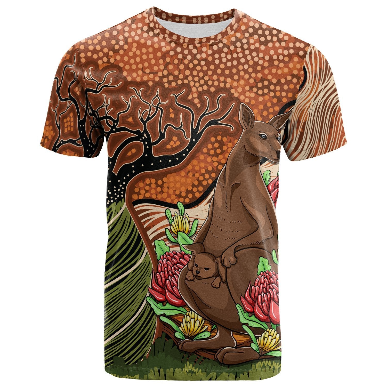 Aboriginal TShirt - Kangaroo With Indigenous Tree