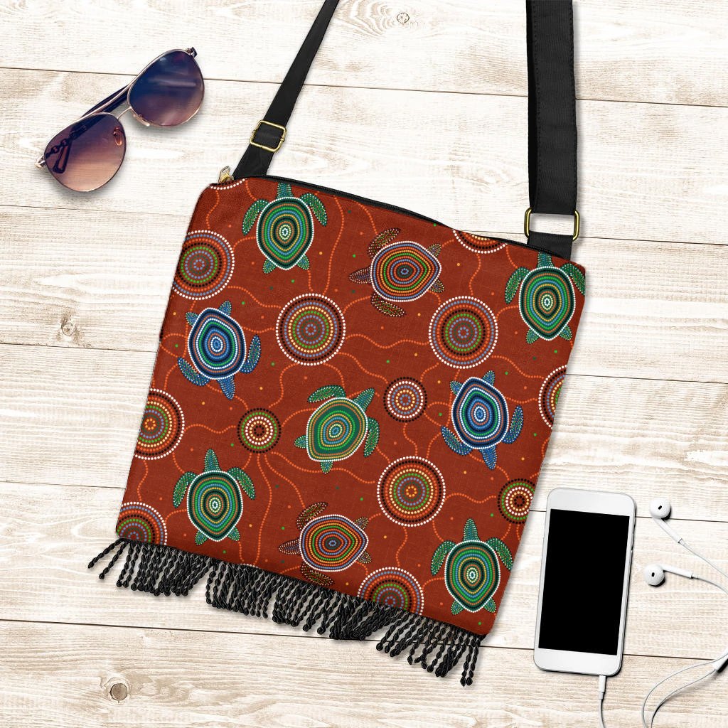 Boho Handbag - Aboriginal Turtle Tribal Pattern