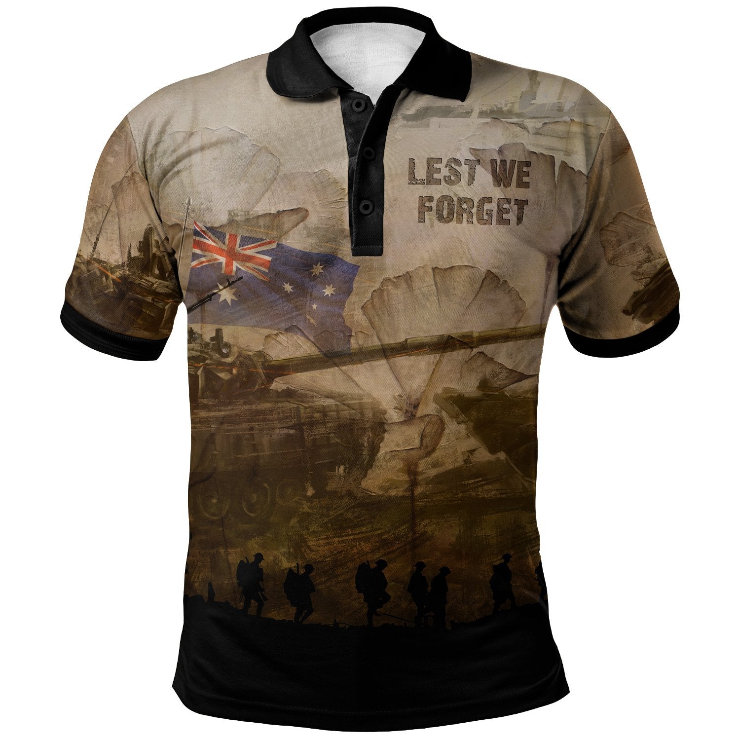 Anzac Polo - Anzac Day 2022 Lest We Forget Vintage Style Polo Shirt