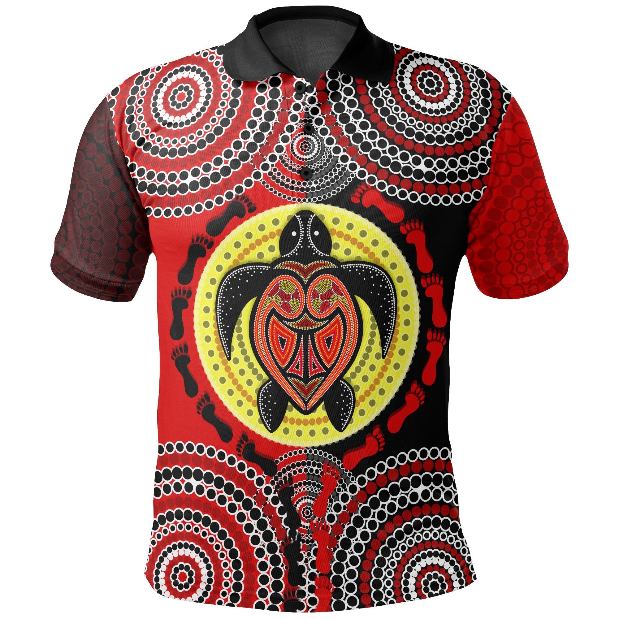 Aboriginal Polo - Turtle Footprint Circle Dot Painting Polo Shirt