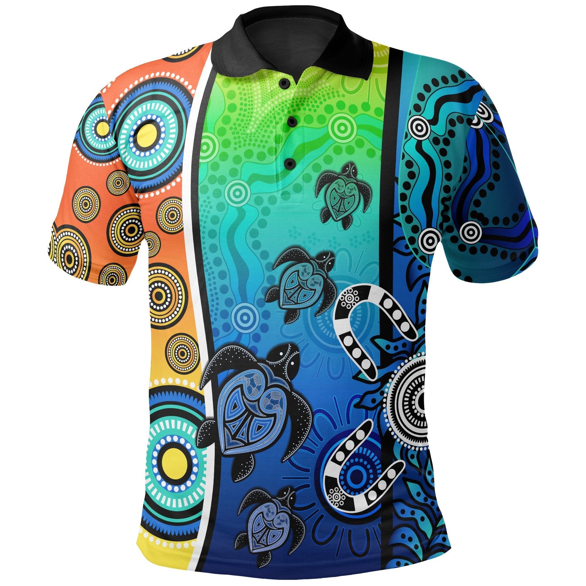 Aboriginal Polo - Indigenous Turtle Dot Painting Art Kid Polo Shirt