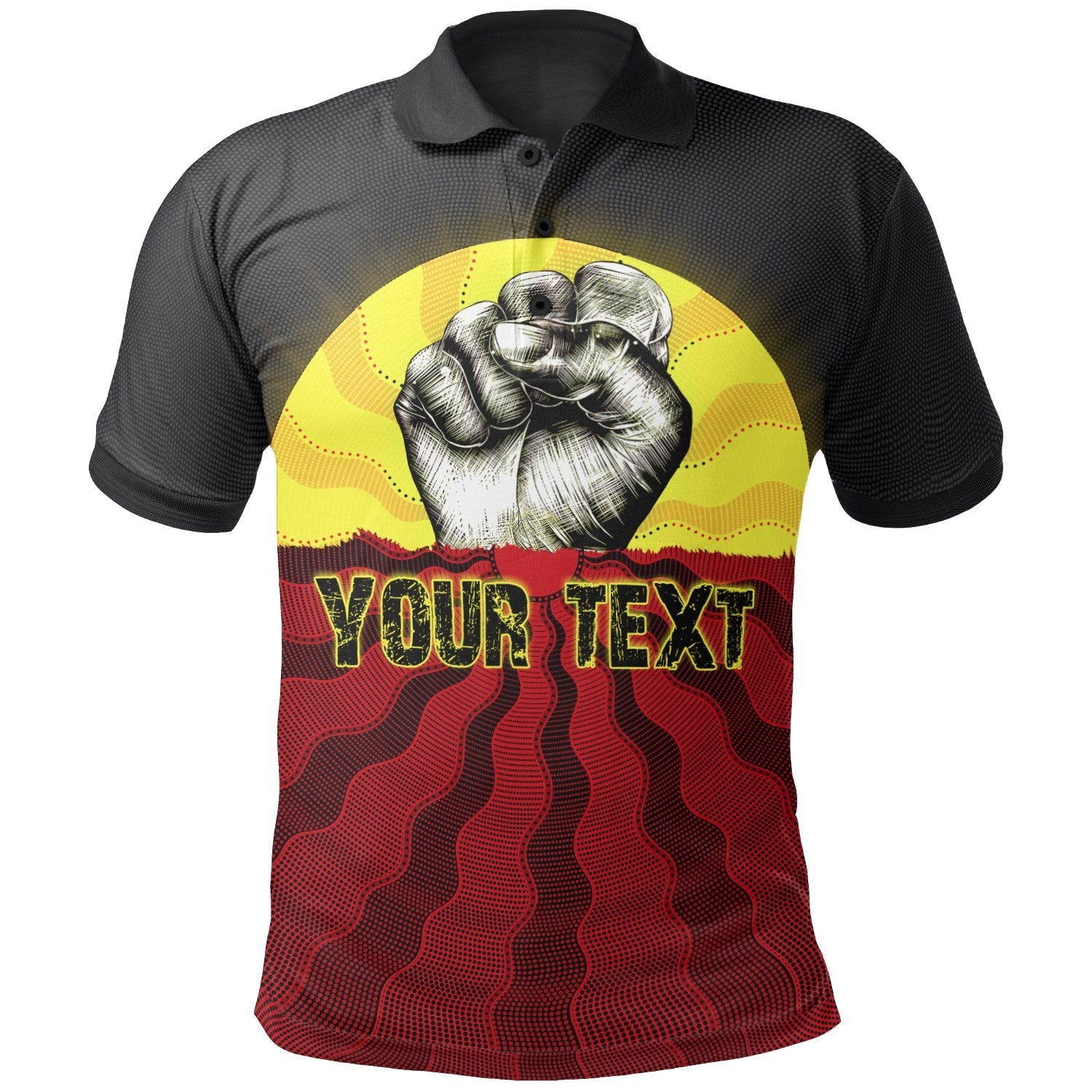 Aboriginal Polo - (Custom Text) Aboriginal Black Lives Matter Sun Dot Painting Polo Shirt
