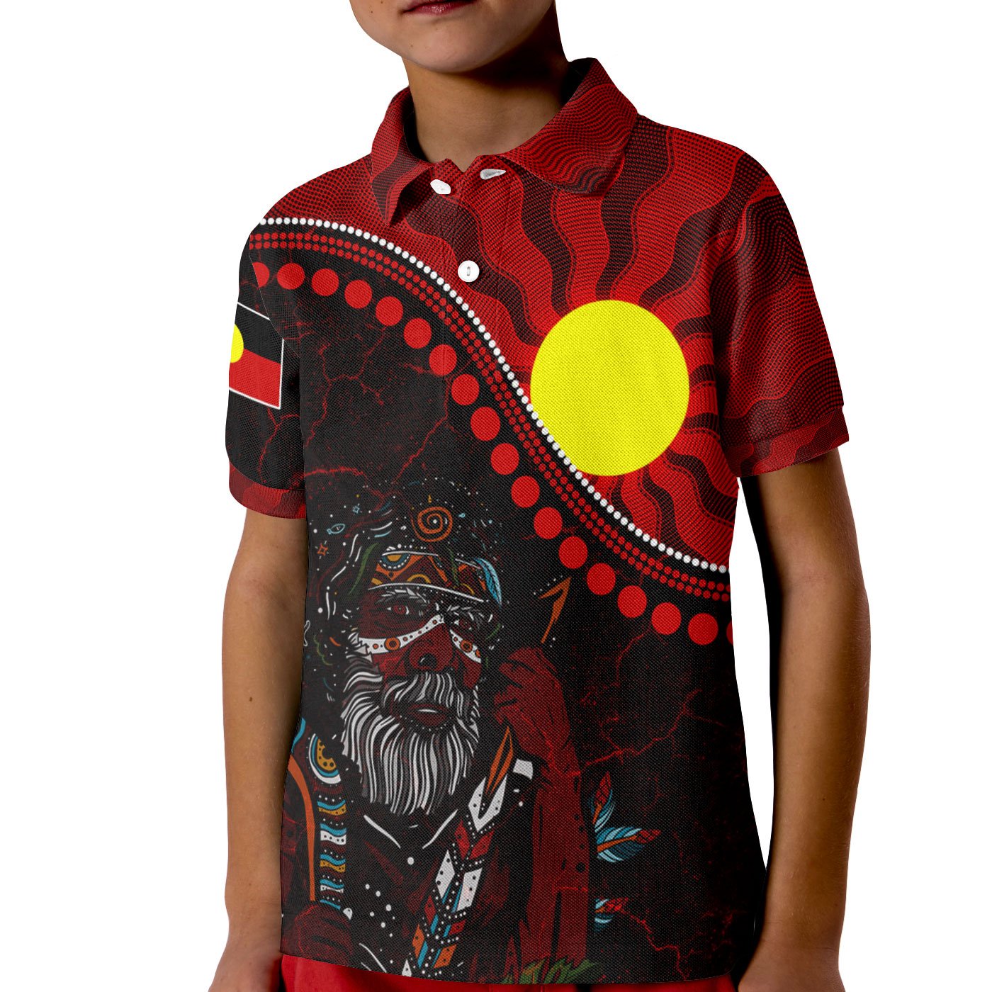 Aboriginal Polo - Indigenous People And Sun Kid Polo Shirt