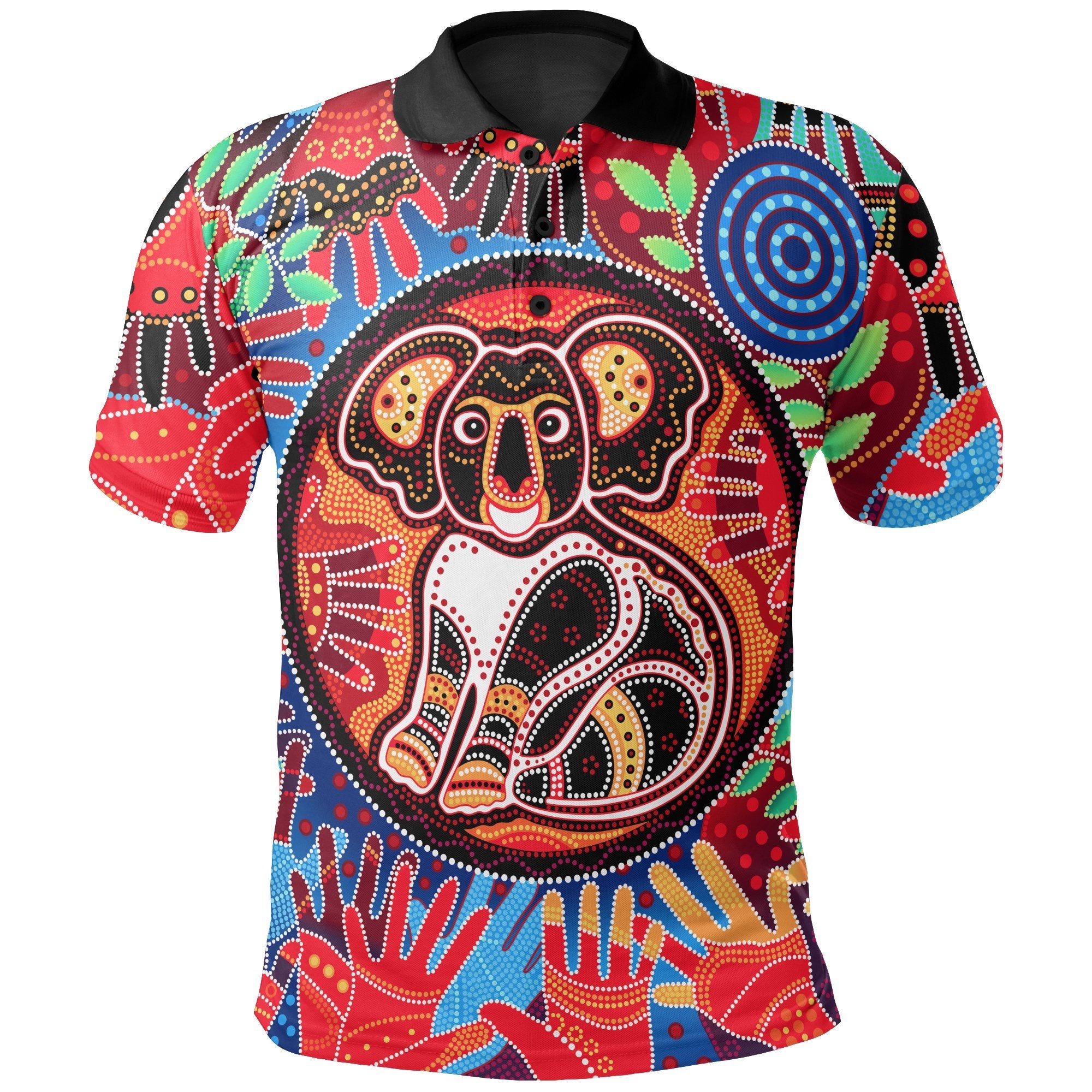Aboriginal Polo - Koala and Hand Art Dot Painting Shirt Polo Shirt