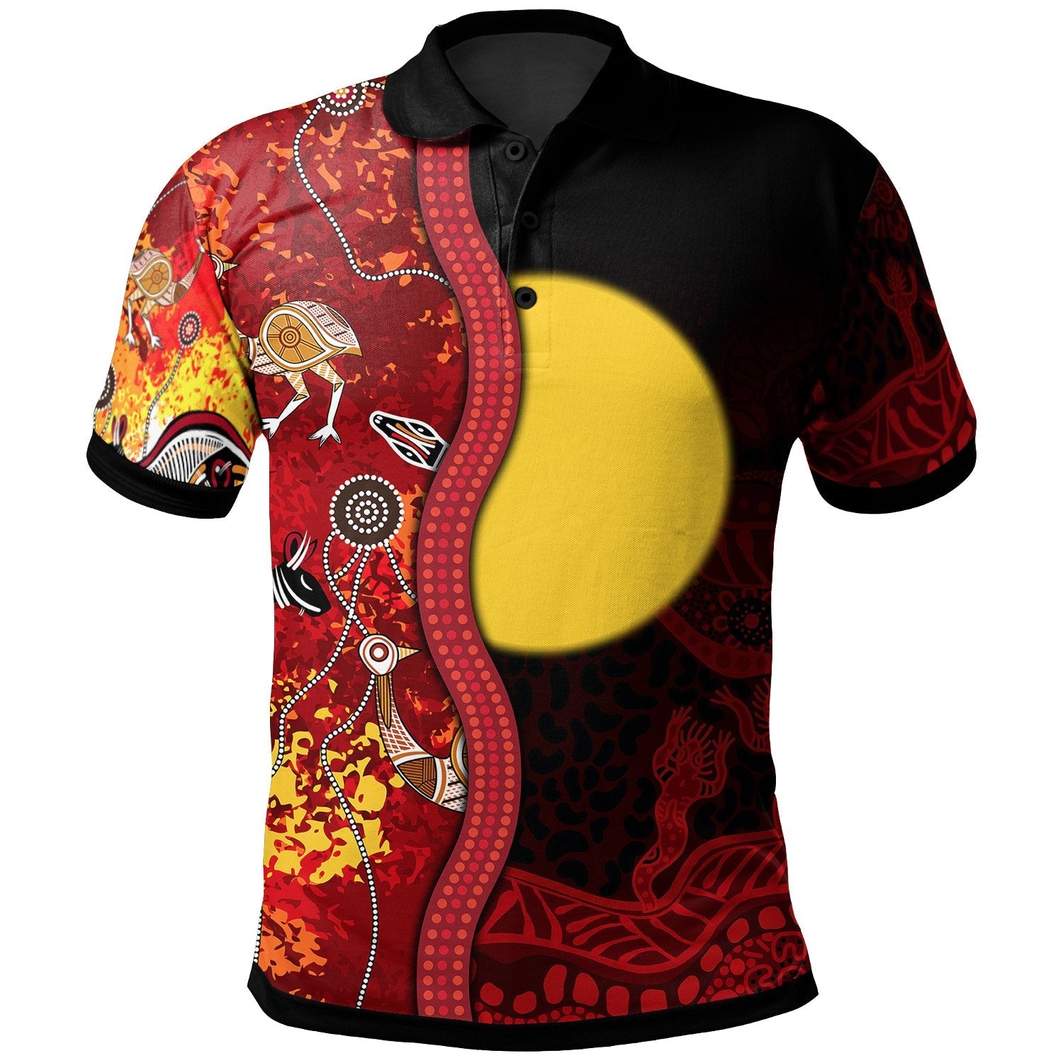 Aboriginal Polo - Red Indigenous Flag Polo Shirt