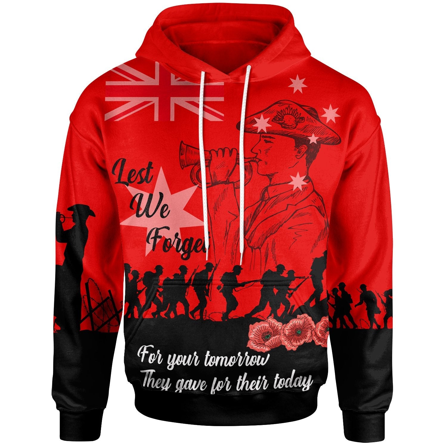 Zip Hoodie - Anzac Hoodie Lest We Forget Ver02