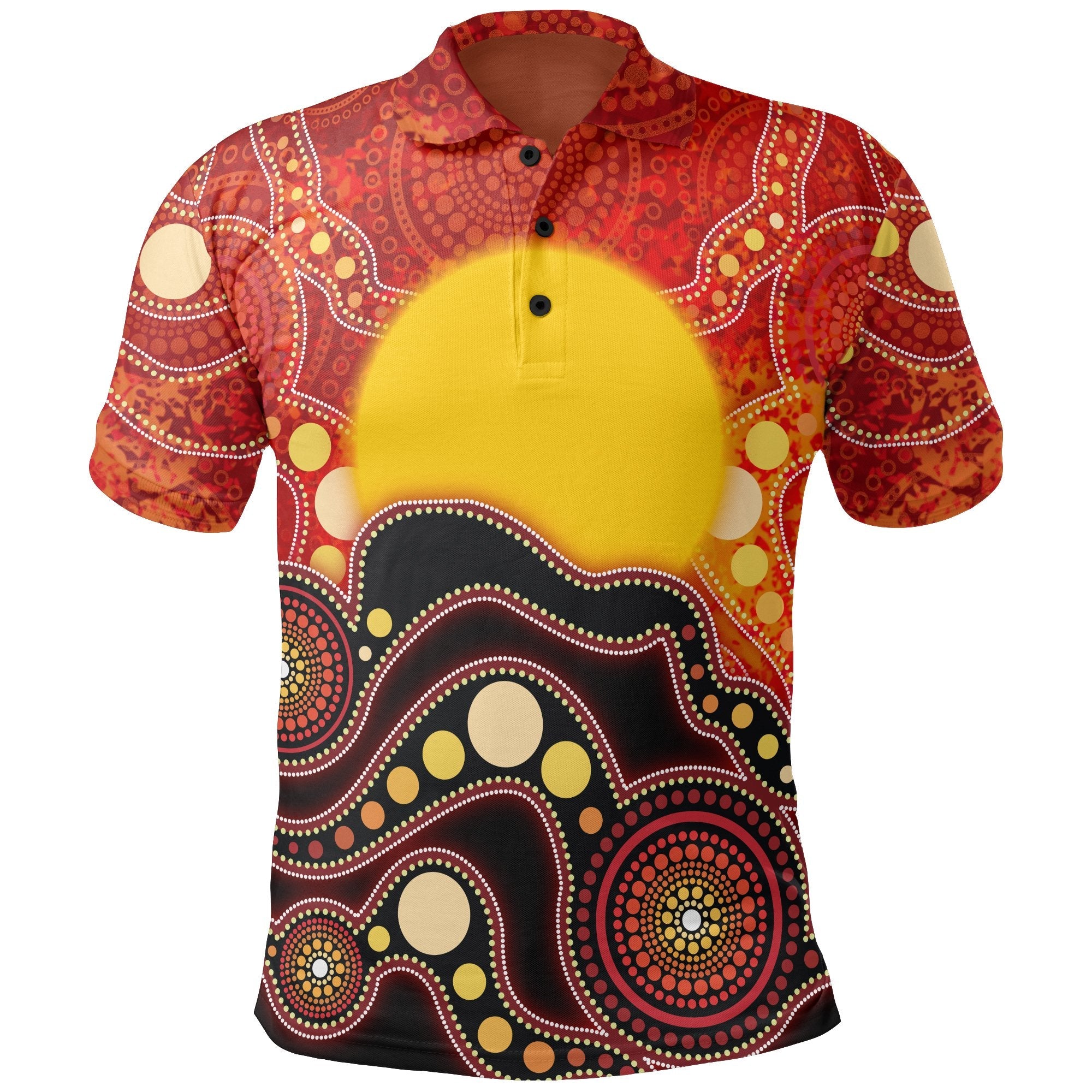 Aboriginal Polo - Aboriginal Lives Matter Flag Dot Painting Art Polo Shirt
