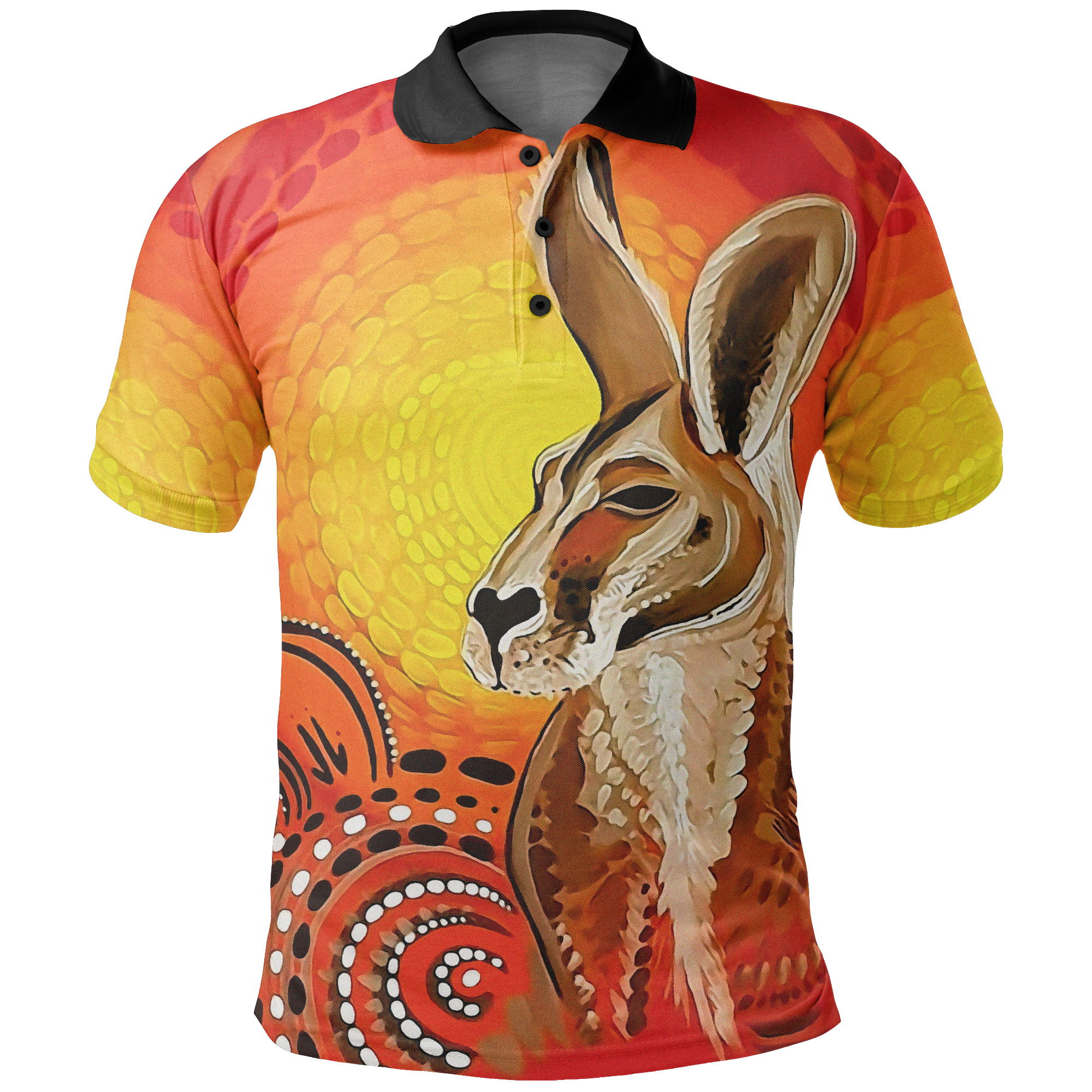 Aboriginal Polo - Kangaroo Symbol Shirt Aboriginal Patterns Polo Shirt