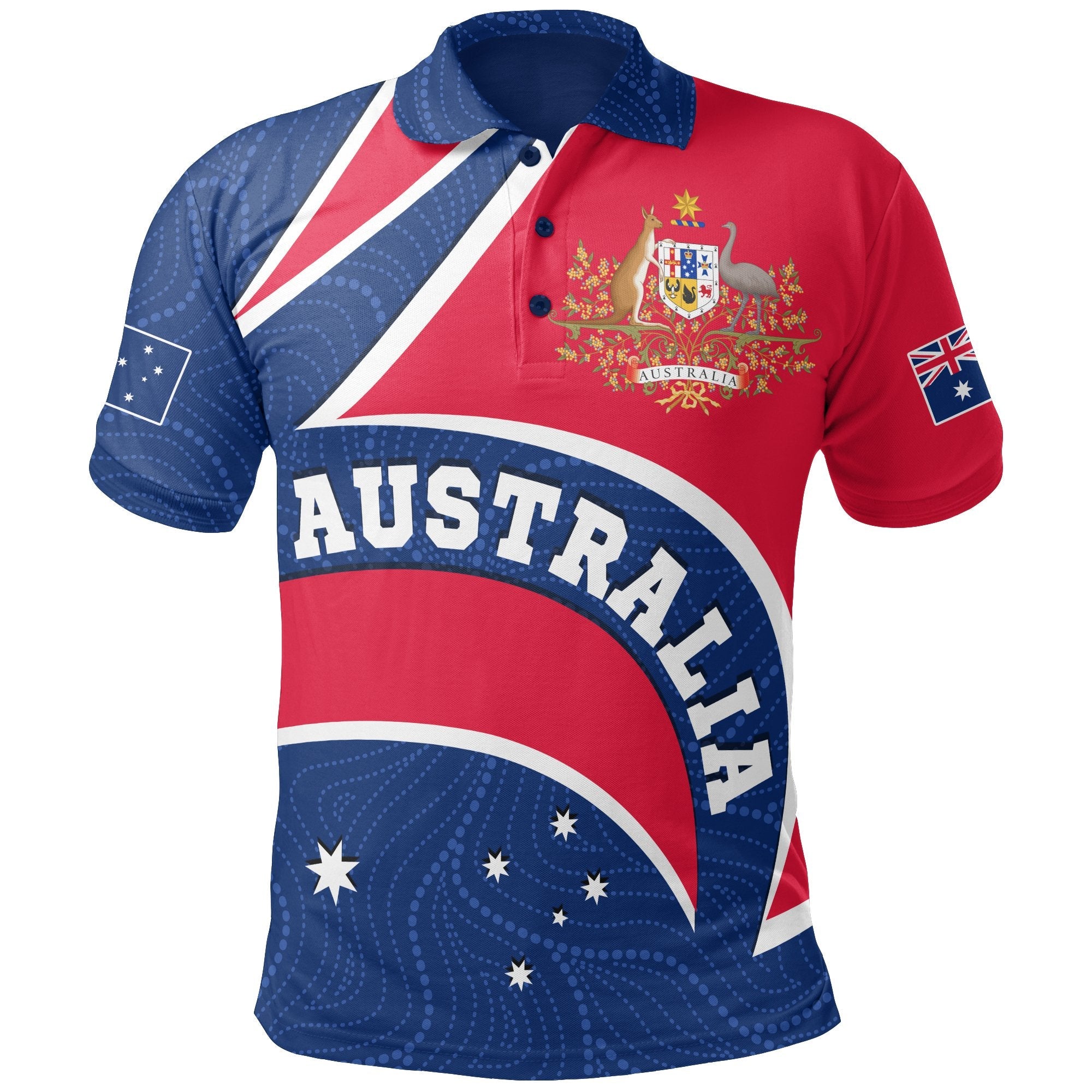 Aboriginal Polo - Australia Flag and Coat of Arms Polo Shirt