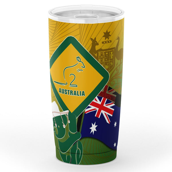 Insulated Tumbler - Aus Flag and Coat Of Arms Tumbler Kangaroo and Koala Sign