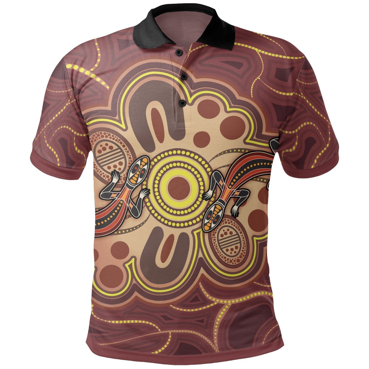 Aboriginal Polo - Indigenous Lizard Dot Painting Art Polo Shirt