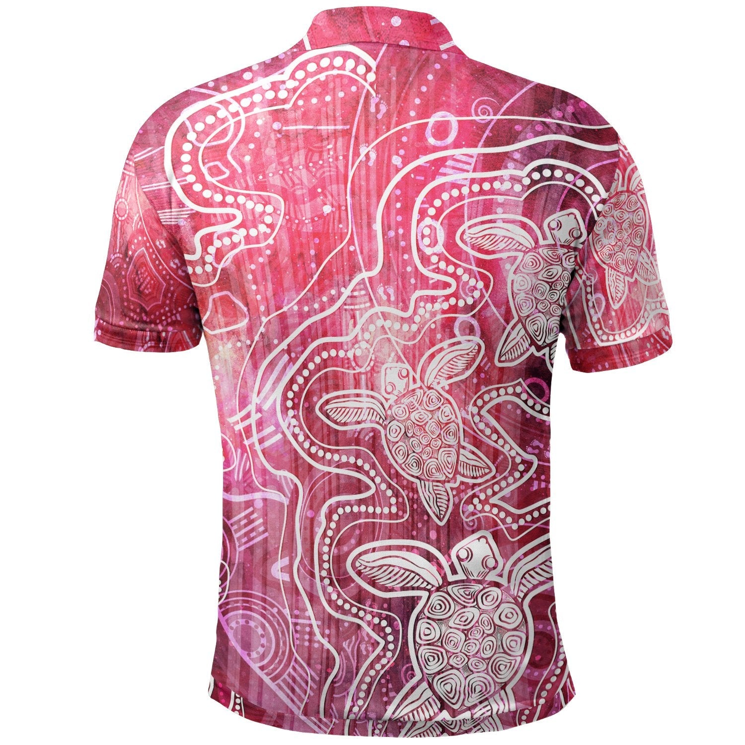 Aboriginal Polo - Sea Turtle With Indigenous Patterns (Pink) Polo Shirt
