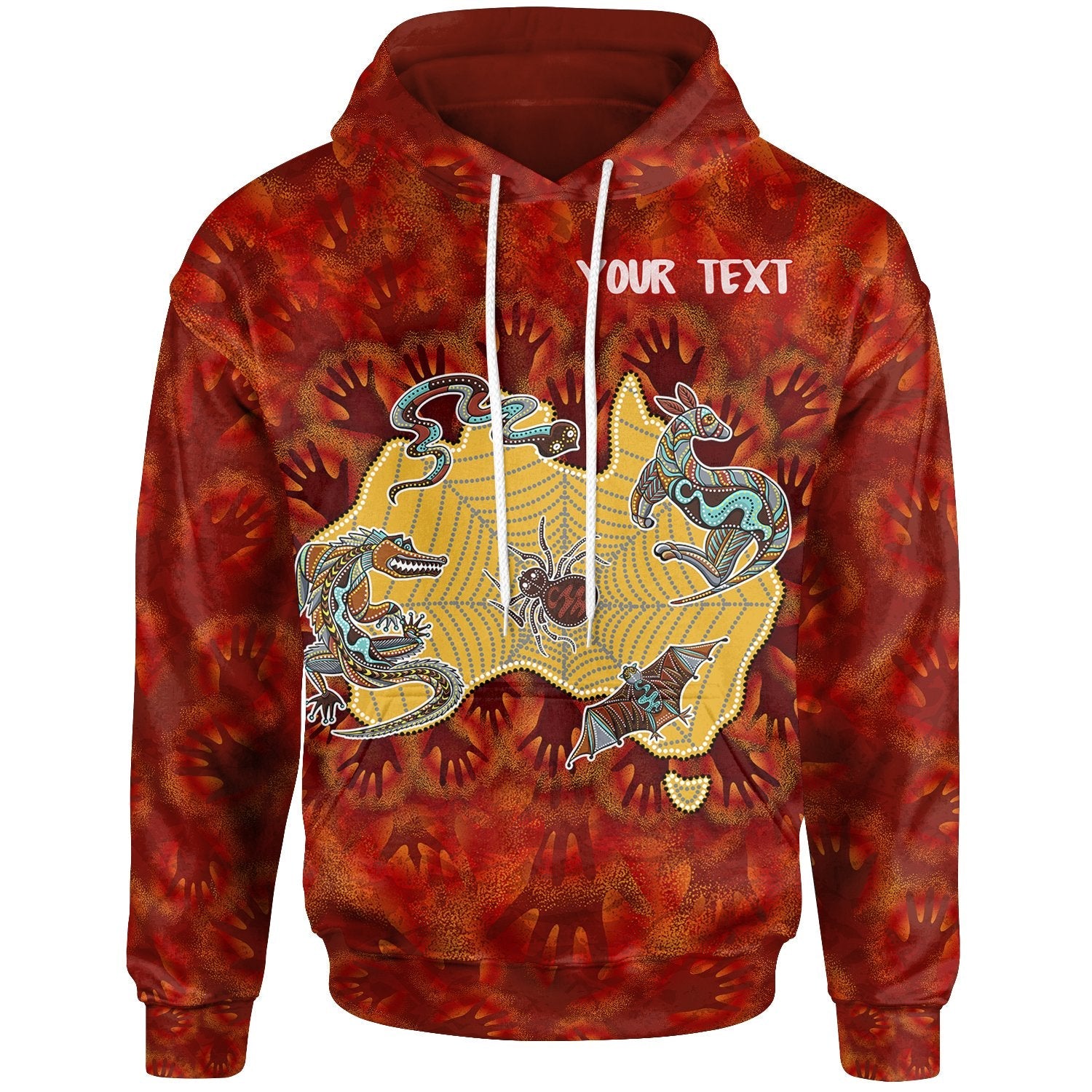 [Custom] Aboriginal Hoodie - Australia Map Hand Patterns Spider Web